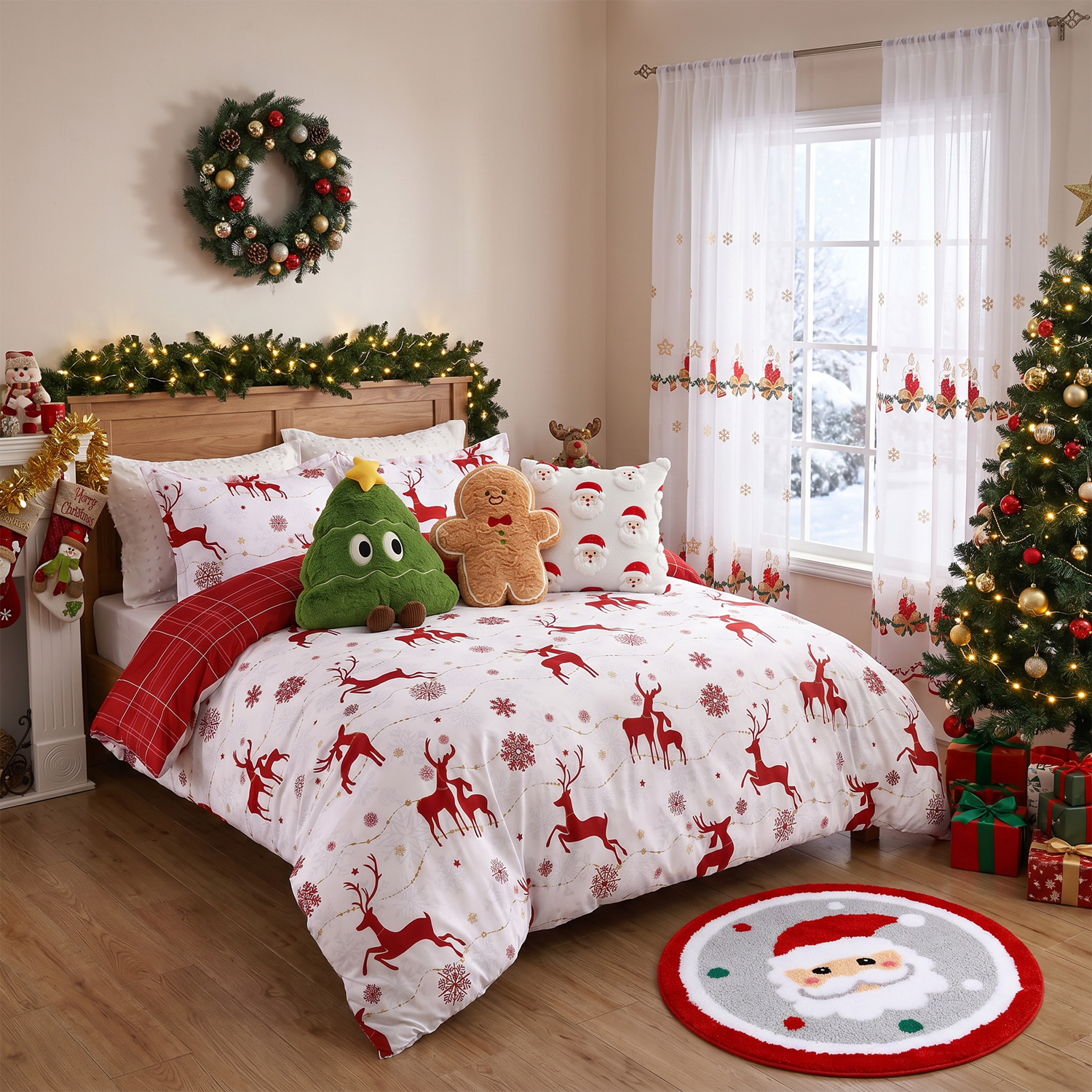 Gingerbread Man Shaped Plush Pillow Soft Fluffy Sherpa Cartoon Christmas Decor Plush Toy for Home Decor Holiday Gift