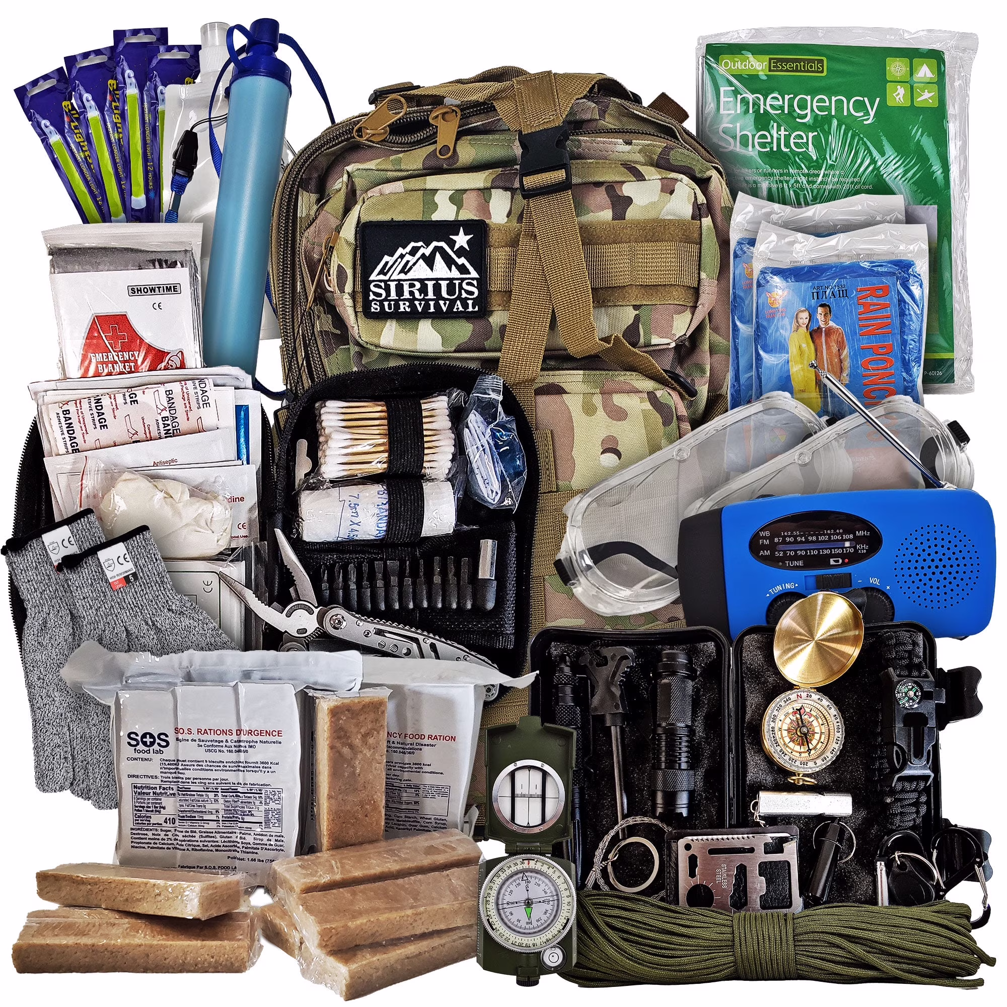 Vital 72 Hour Emergency Survival Kit for Family - Bug Out Bag for Hurricanes, Floods, Tornadoes or Other Disasters - 72 Hour Kit of Food & Water for 2 Per Bag - Image 3