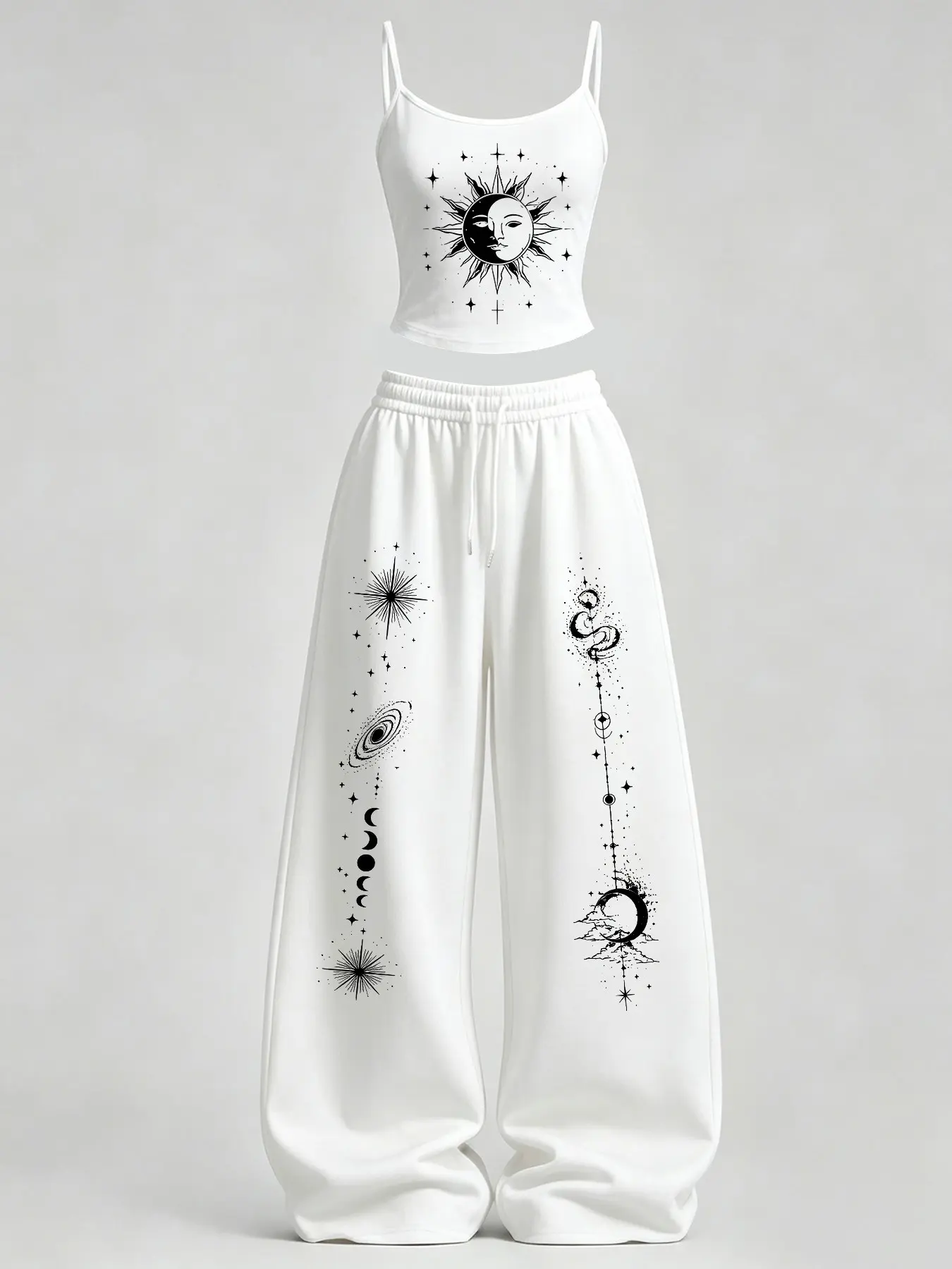 Women's Casual Slim-Fit Tank Top & Loose Pants Set TeeThreads Sustain the Scene with Custom Apparel