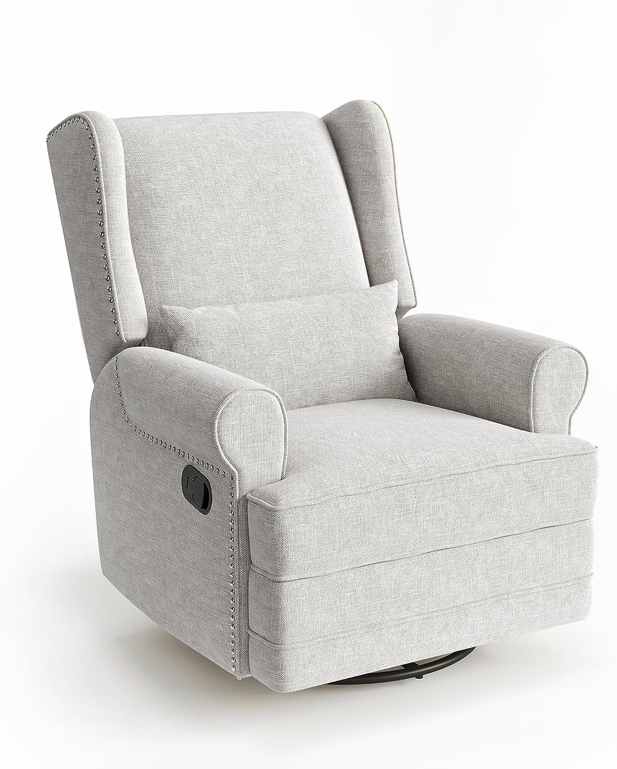 Royalcraft Swivel Nursery Glider Recliner, Comfy Upholstered Glider Chair with Lumbar Pillow and Footrest, Beige - Image 40