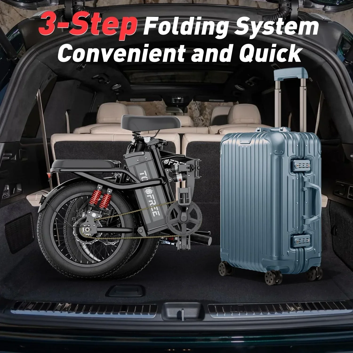 Tomofree Folding Electric Bike For Adults, 1200W, 48V 20Ah, 16 x 3in Tire, 330lbs, Black - T1 - Image 2 Tomofree Folding Electric Bike For Adults, 1200W, 48V 20Ah, 16 x 3in Tire, 330lbs, Black - T1 - Image 2