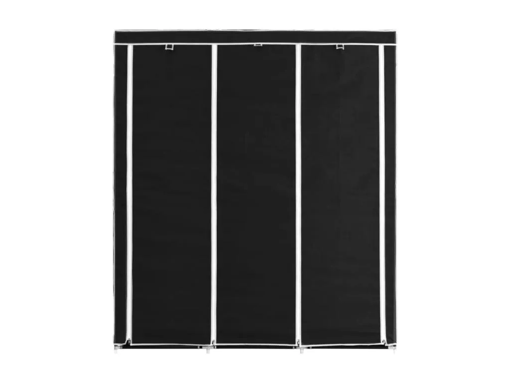 Armario con compartimentos y varillas tela negro 150x45x175 cm VOIQ57544