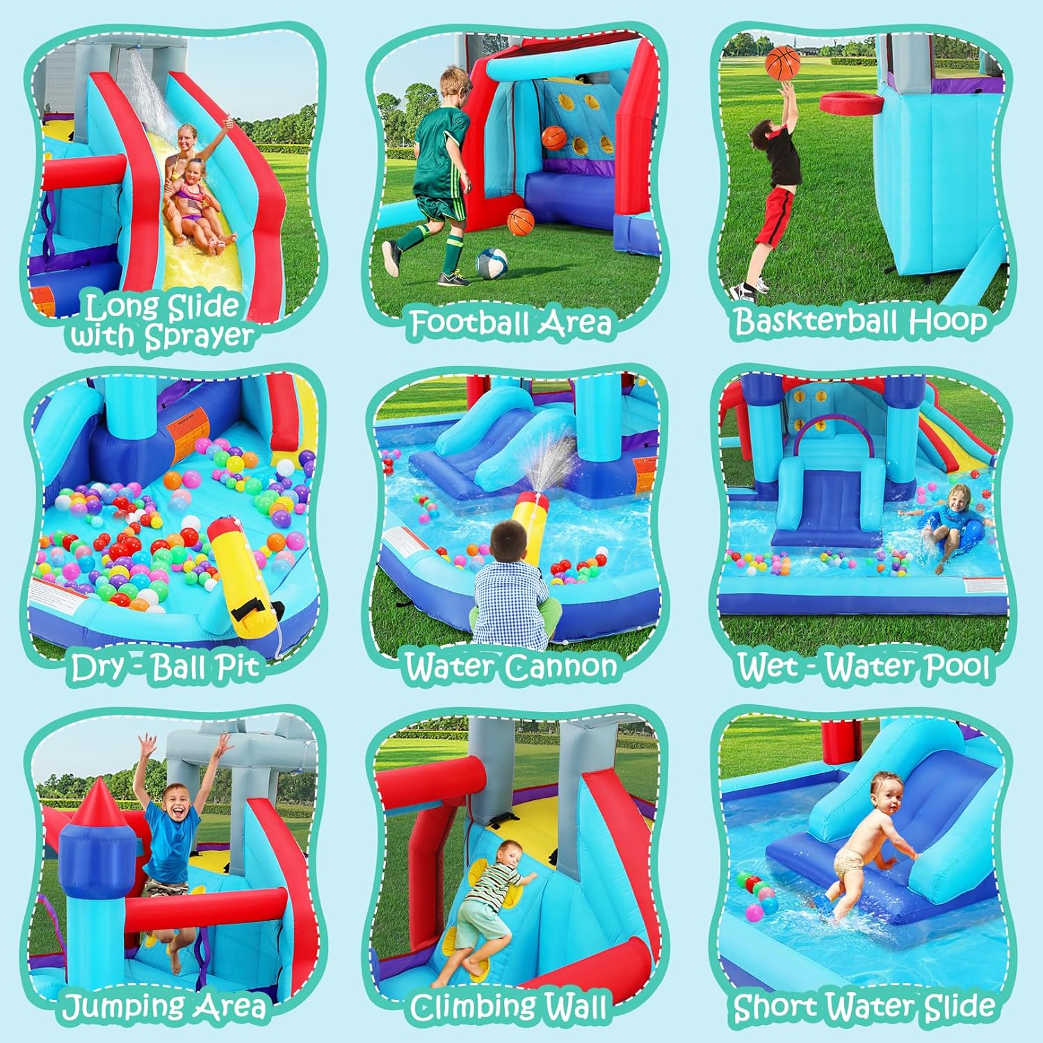 ROOJER Inflatable Water Slide Bounce House 8-in-1 With 450W Blower - Crocodile Water Park - Image 5 ROOJER Inflatable Water Slide Bounce House 8-in-1 With 450W Blower - Crocodile Water Park - Image 5
