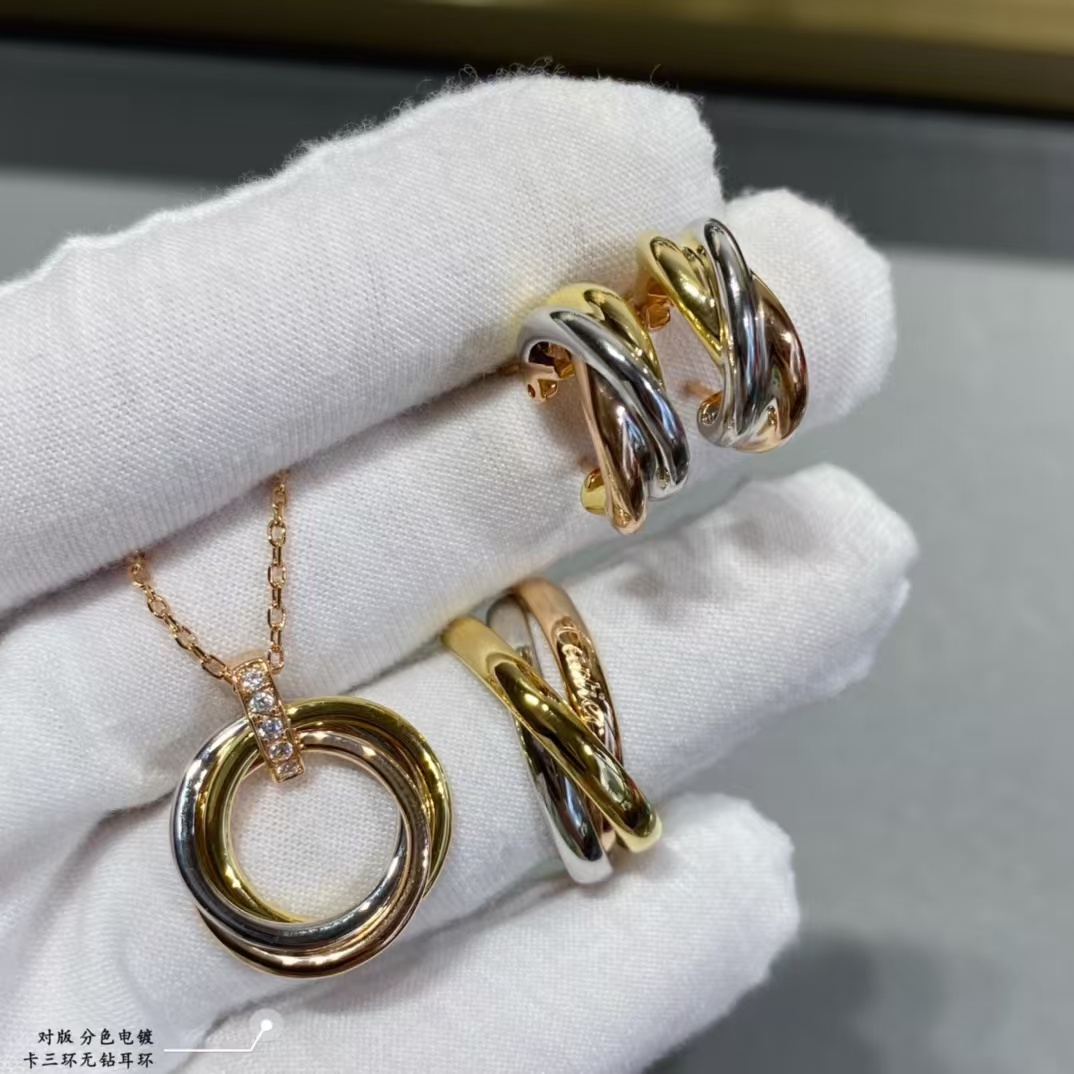 Cartier Three Colors Metal Hoop Earrings - Original Replica Club