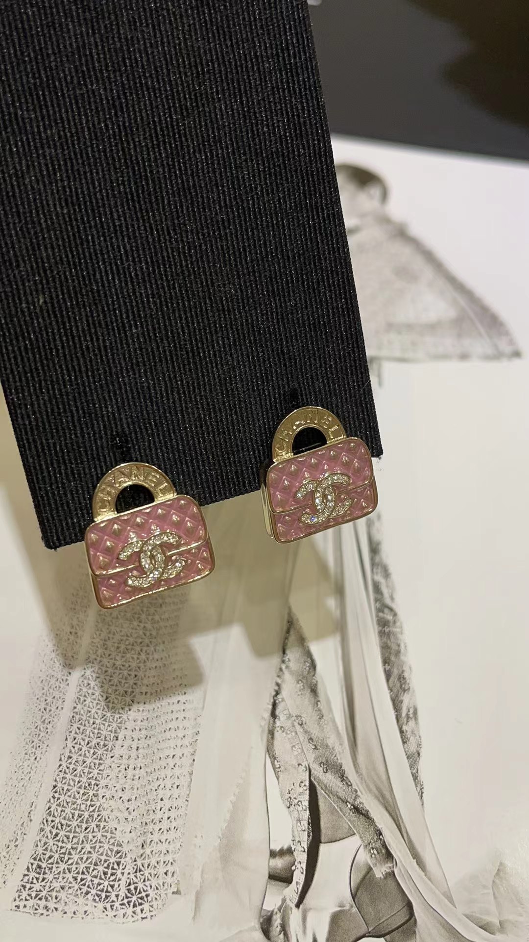 Chanel Pink Bag Earrings - Original Replica Club