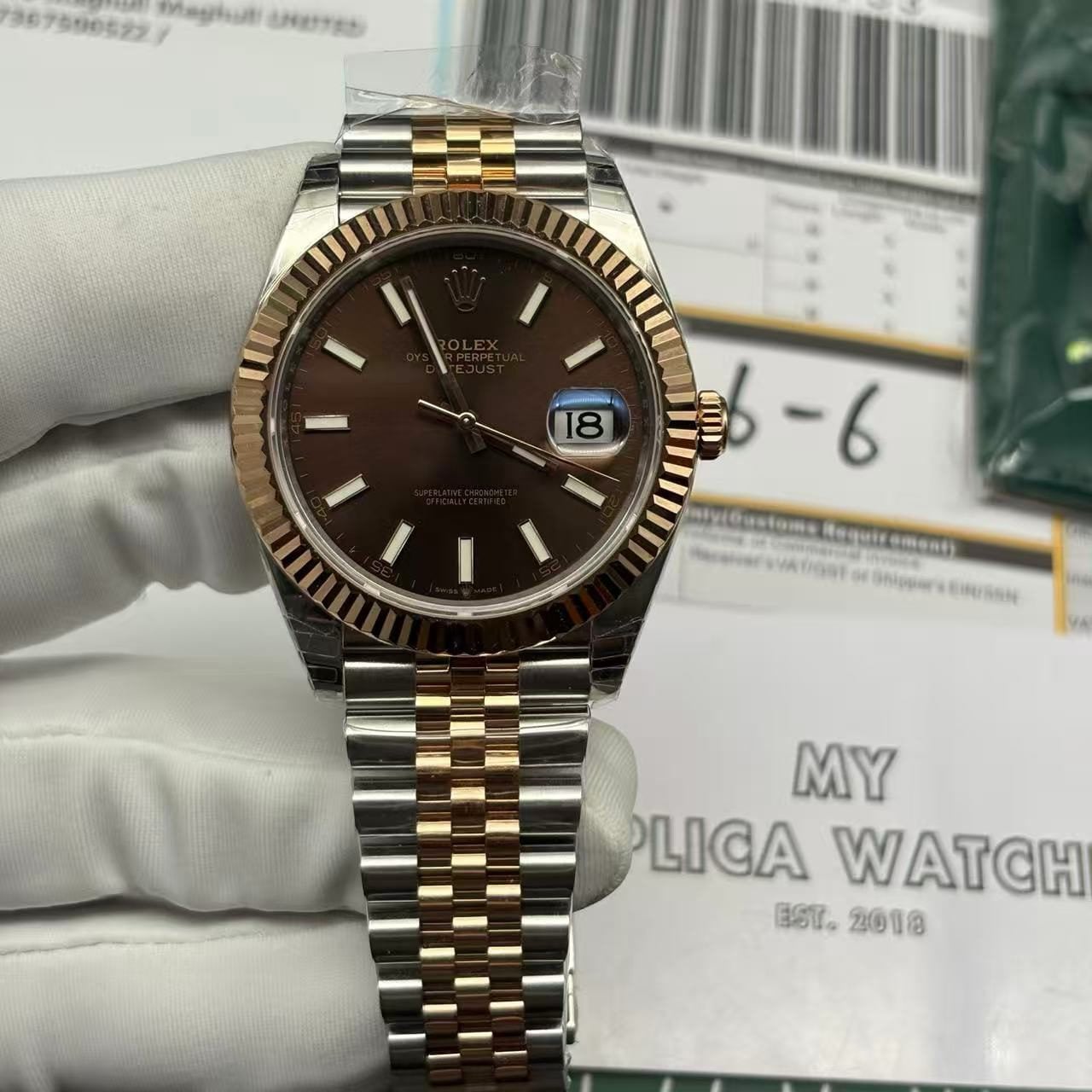 Rolex Datejust 126331 Everose Gold Automatic Chocolate Dial Jubilee Replica