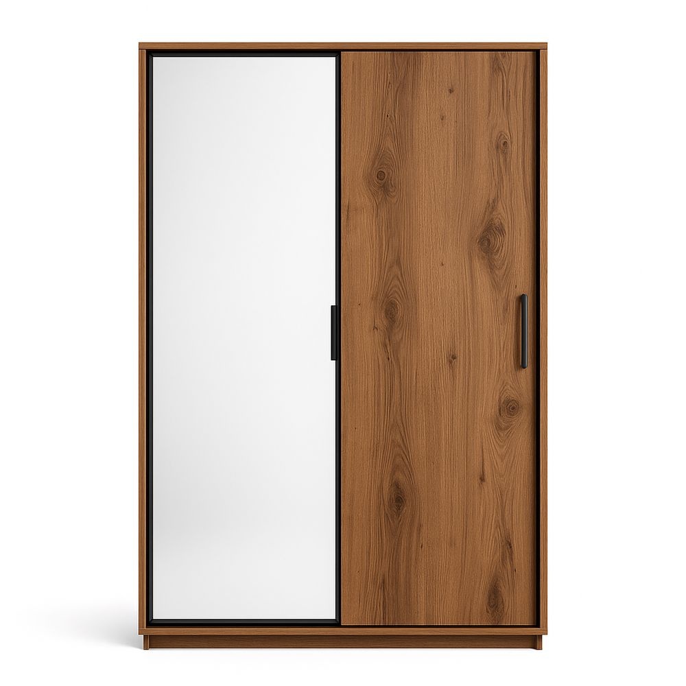 Armario de Puertas Correderas con Espejo para Dormitorio en Madera de Roble Marrón 200x120x60 cm
