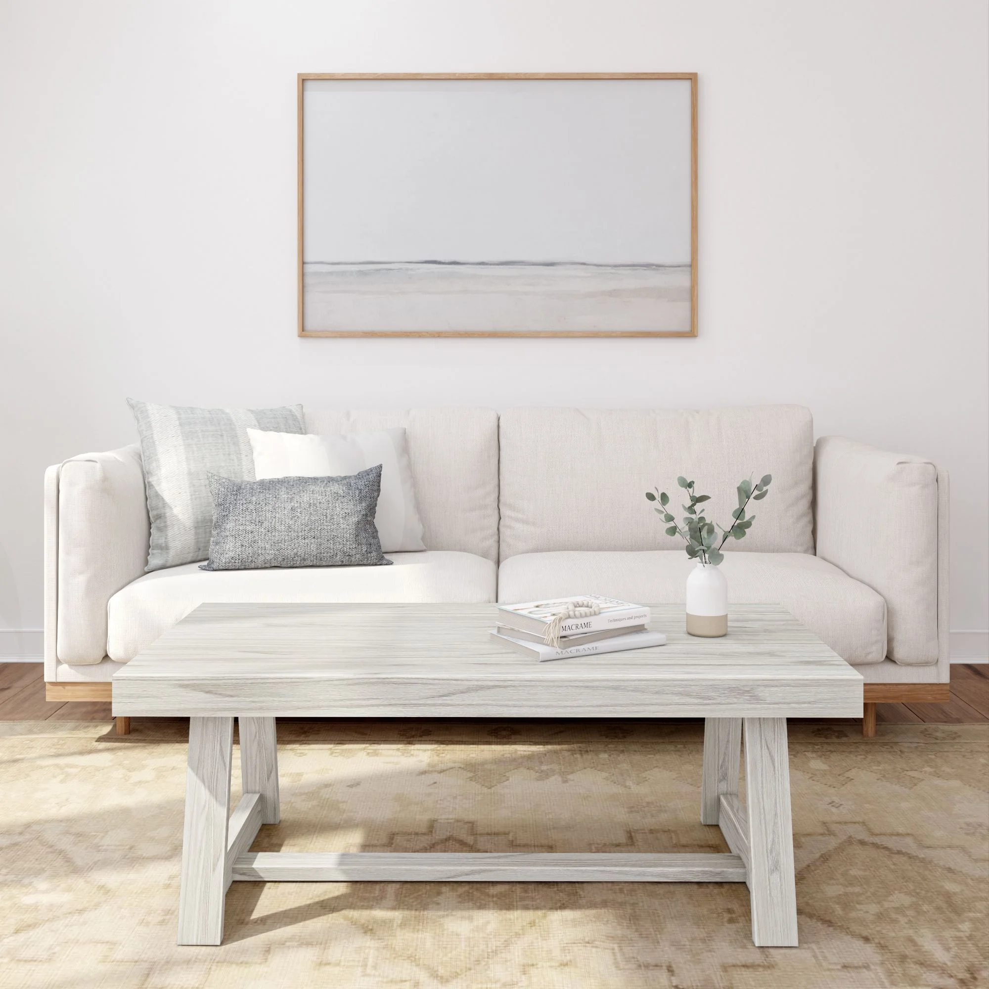 Plank+Beam Farmhouse Coffee Table, 48" Solid Wood Tables for Living Room, Rectangular Center Table - Image 2