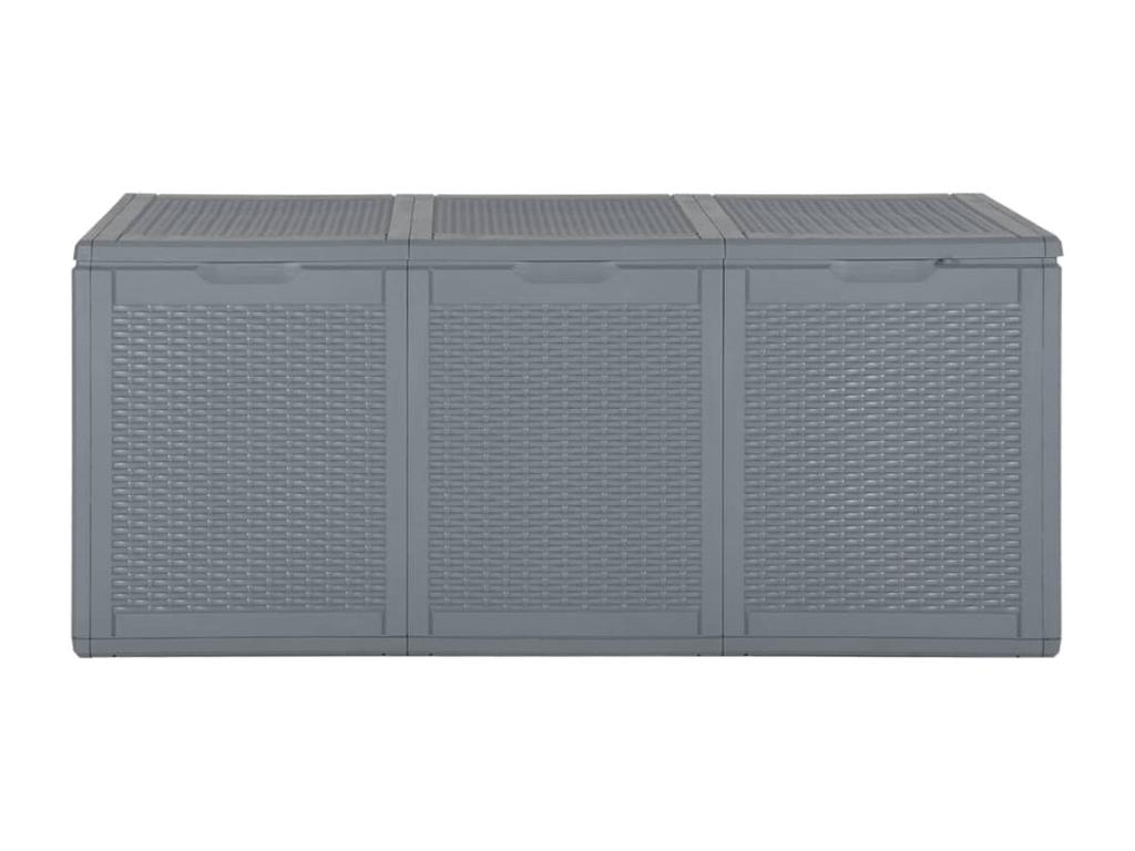 Caja de almacenamiento de jardín de ratán PP gris 270 L