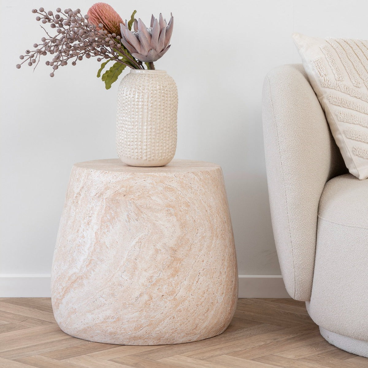 House Nordic - Sidetable Fiberclay Naturel - 47,5x47,5x41cm - Bonn