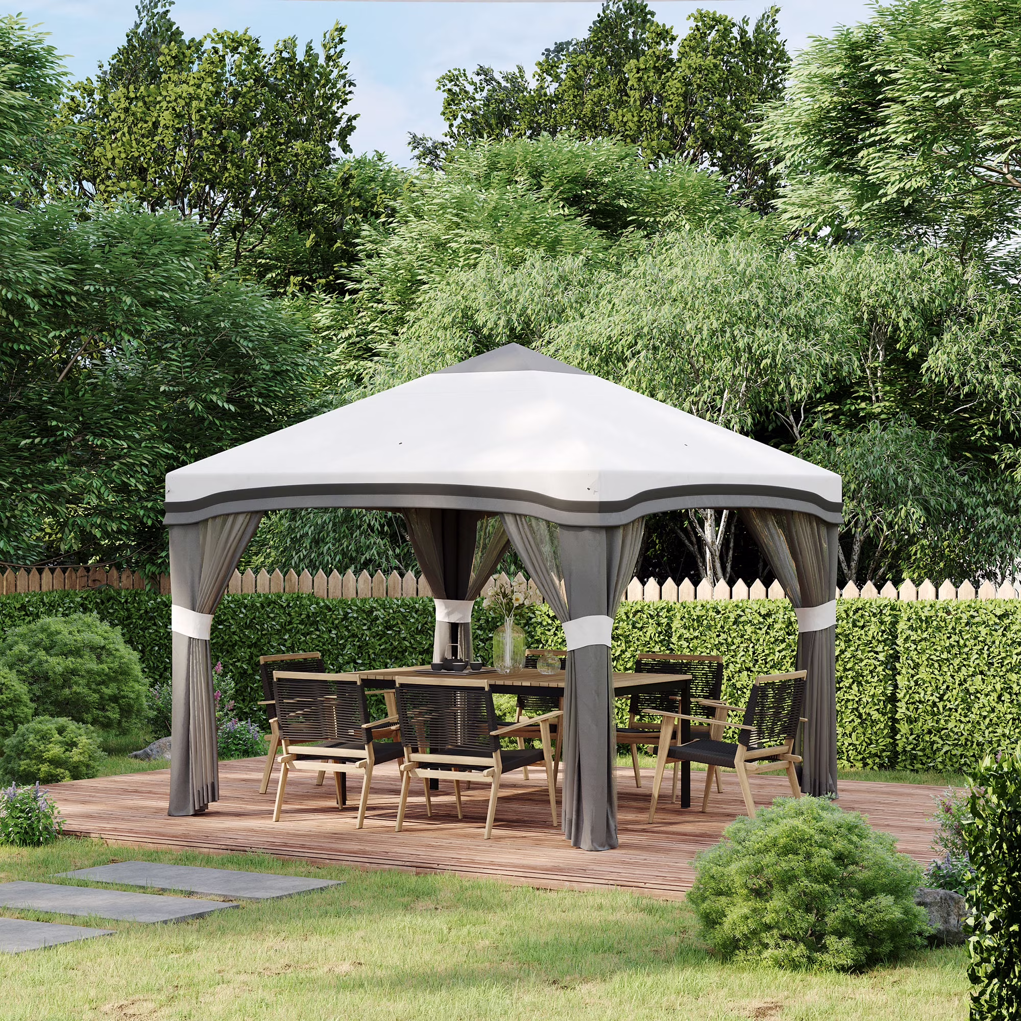 Outsunny 10' x 10' Pop Up Canopy with Nettings, Foldable Party Tent with Wheeled Carry Bag and 4 Sand Bags, Beige