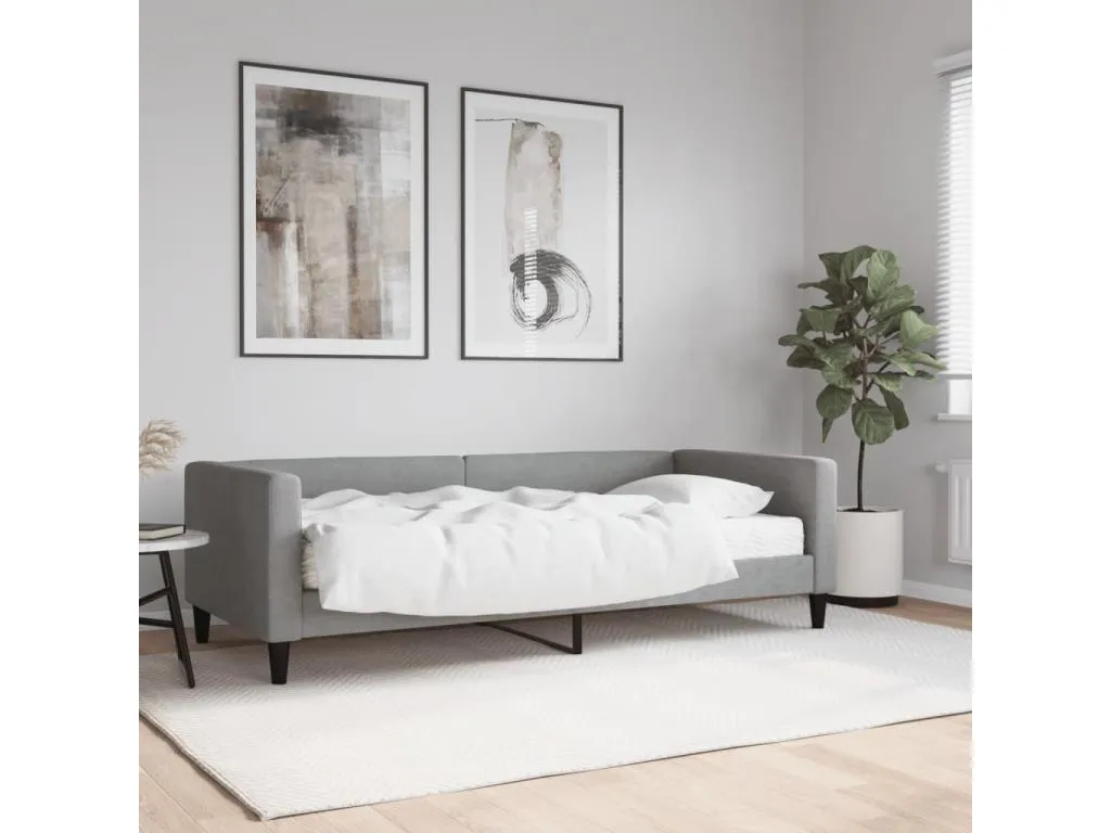 Sofá cama con colchón tela gris claro 90x190 cm oyib95628