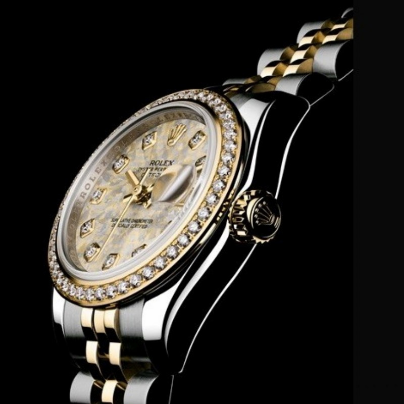 Rolex Datejust 179383 Jubilee Crystal Grey and Champagne Dial 26MM Lady Replica Watch