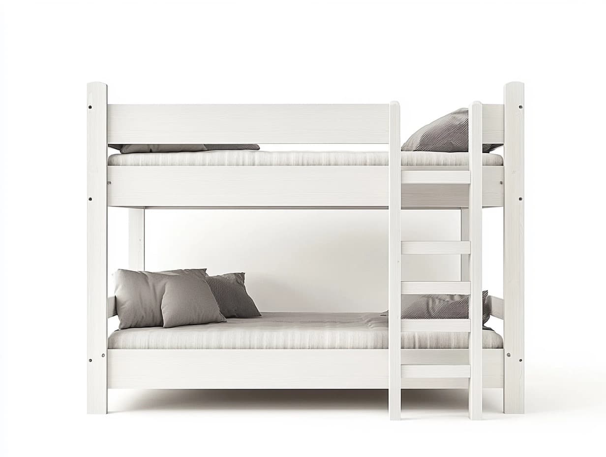 Litera de Madera de Pino Blanca con Escalera Integrada 200x90 cm