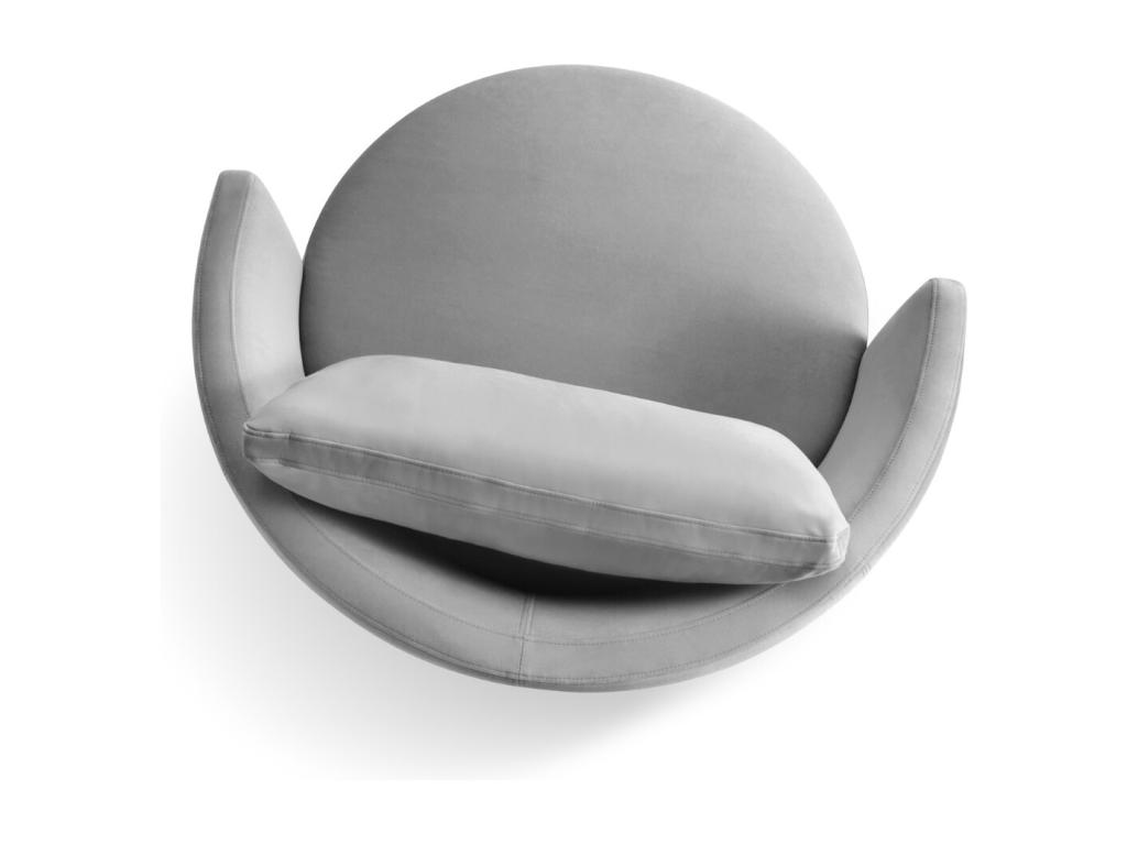 Sillón giratorio Homelyvo de terciopelo gris - 92x92x75cm