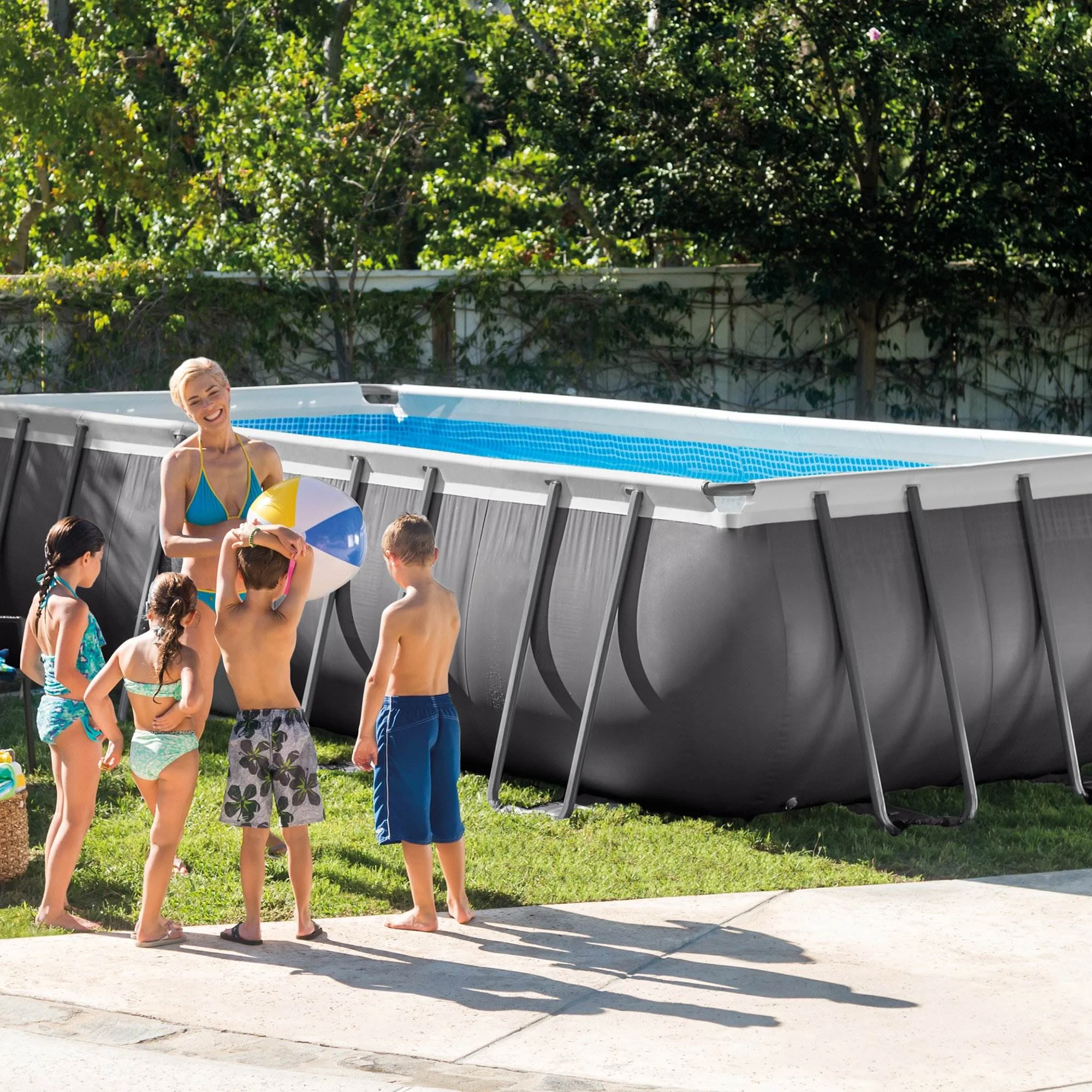 Intex 18' x 9' x 52" Ultra Frame Rectangular Above Ground Swimming Pool with Sand Filter Pump - Image 2