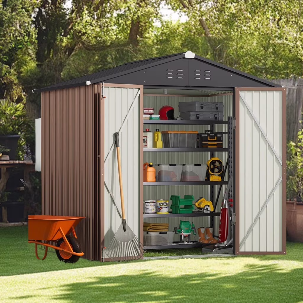 5'x3' Outdoor Storage Shed, Asofer Shed and Outdoor Storage Clearance, Weatherproof Tool Shed, Brown - Image 7