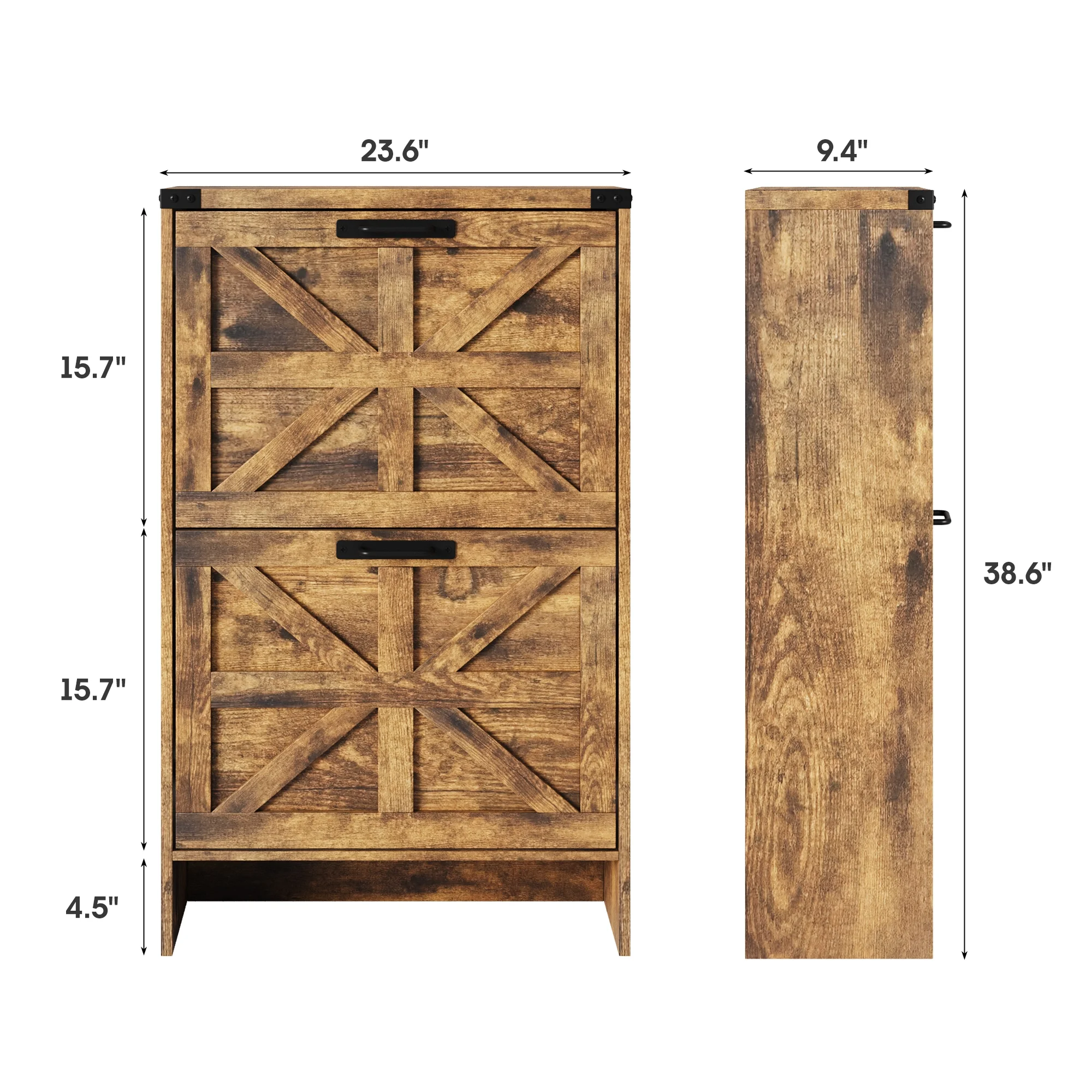 VEANERWOOD Shoes Storage Cabinet With Doors, Farmhouse Shoe Cabinet With 2 Flip Drawers For Entryway,Gray - Image 20
