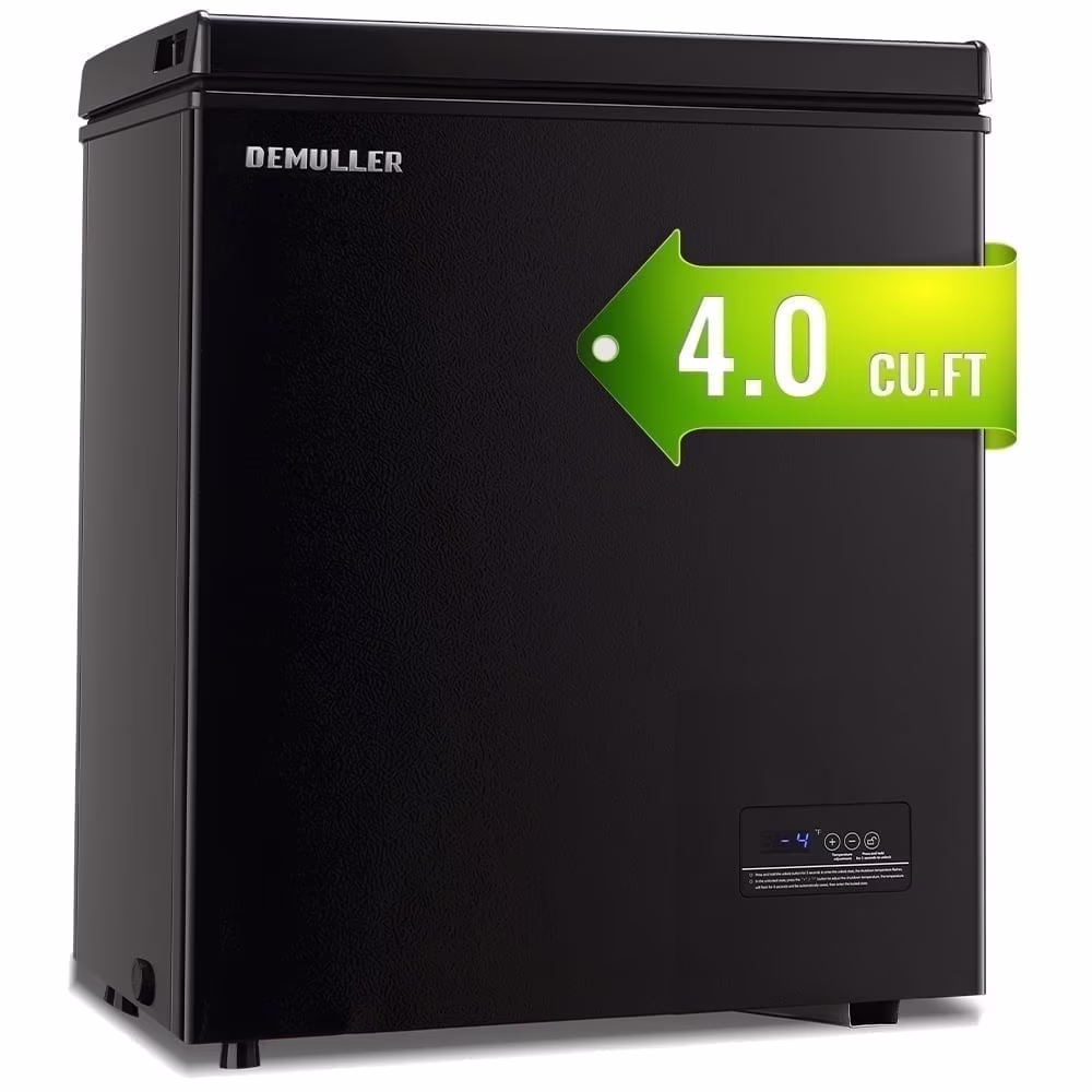 DEMULLER 4.0 Cu. ft Chest Freezer Small Freezer with Top Open Door Freestanding Black