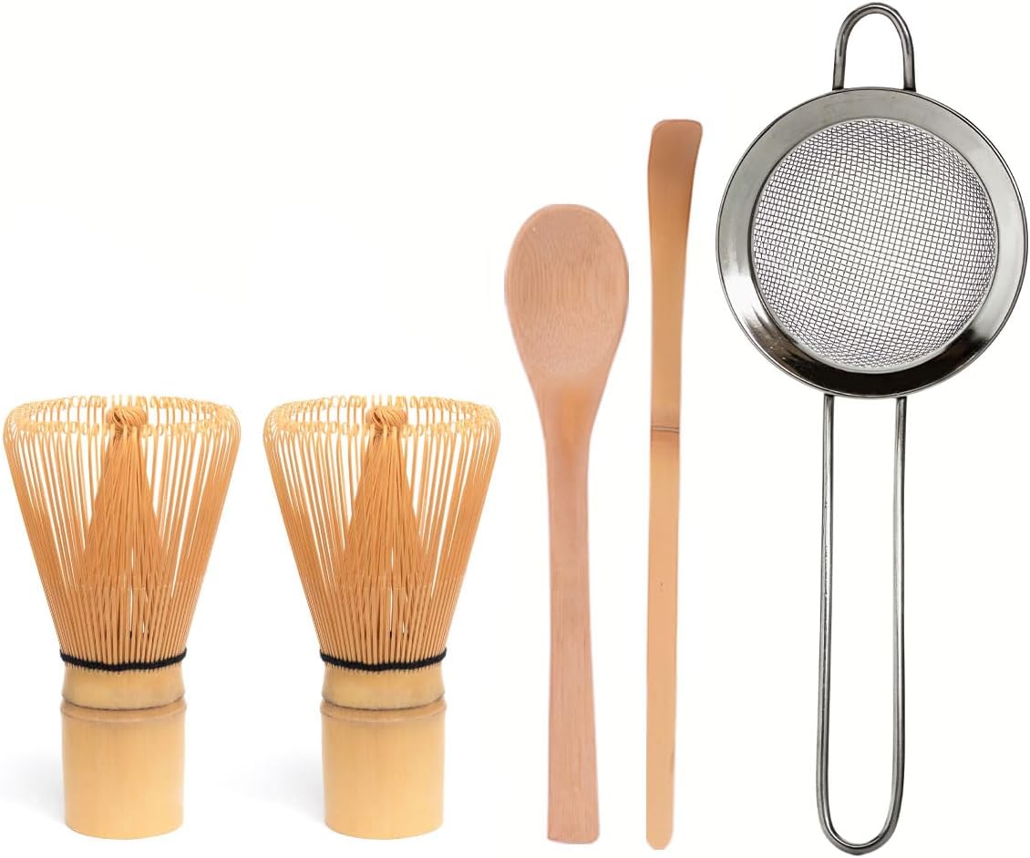 Matcha Whisk - 2-pack Bamboo matcha Whisk set, Handcrafted Traditional Japanese Chasen, 100-Prong Matcha Stirrer Wisk Mixer Brush for Authentic Matcha Tea Preparation