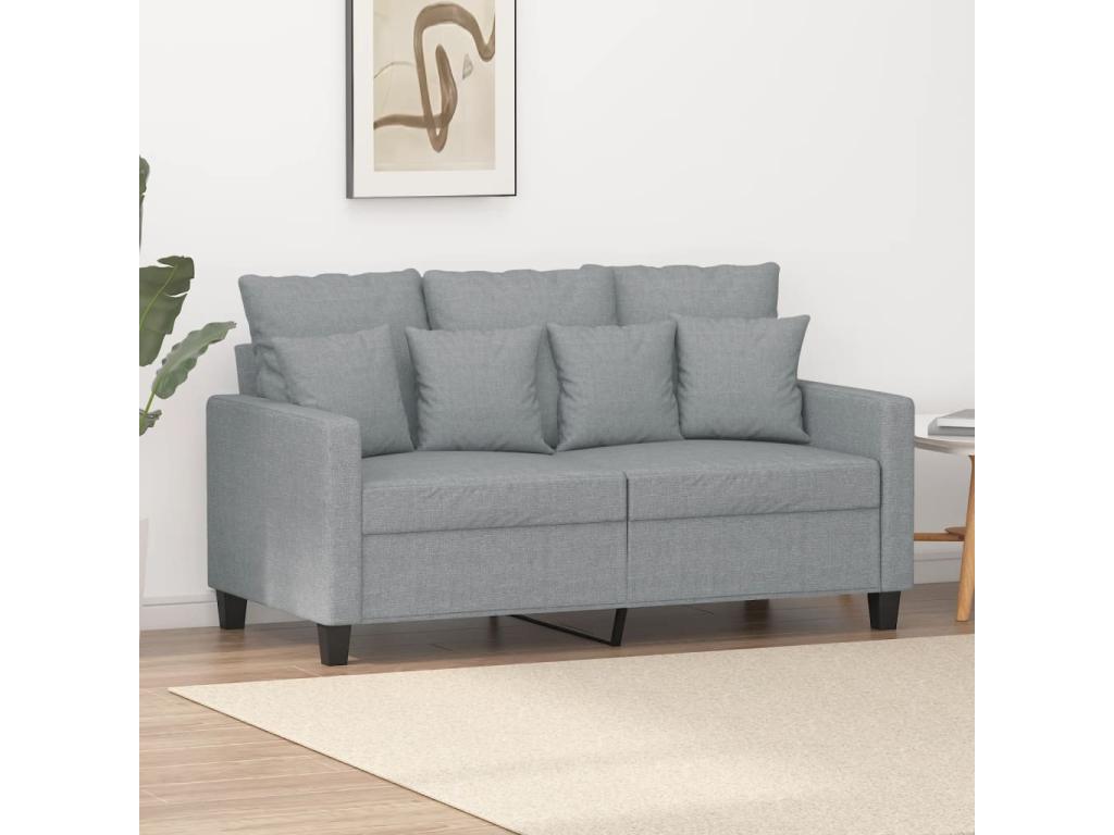 Sofá de 2 plazas de tela gris claro 120 cm