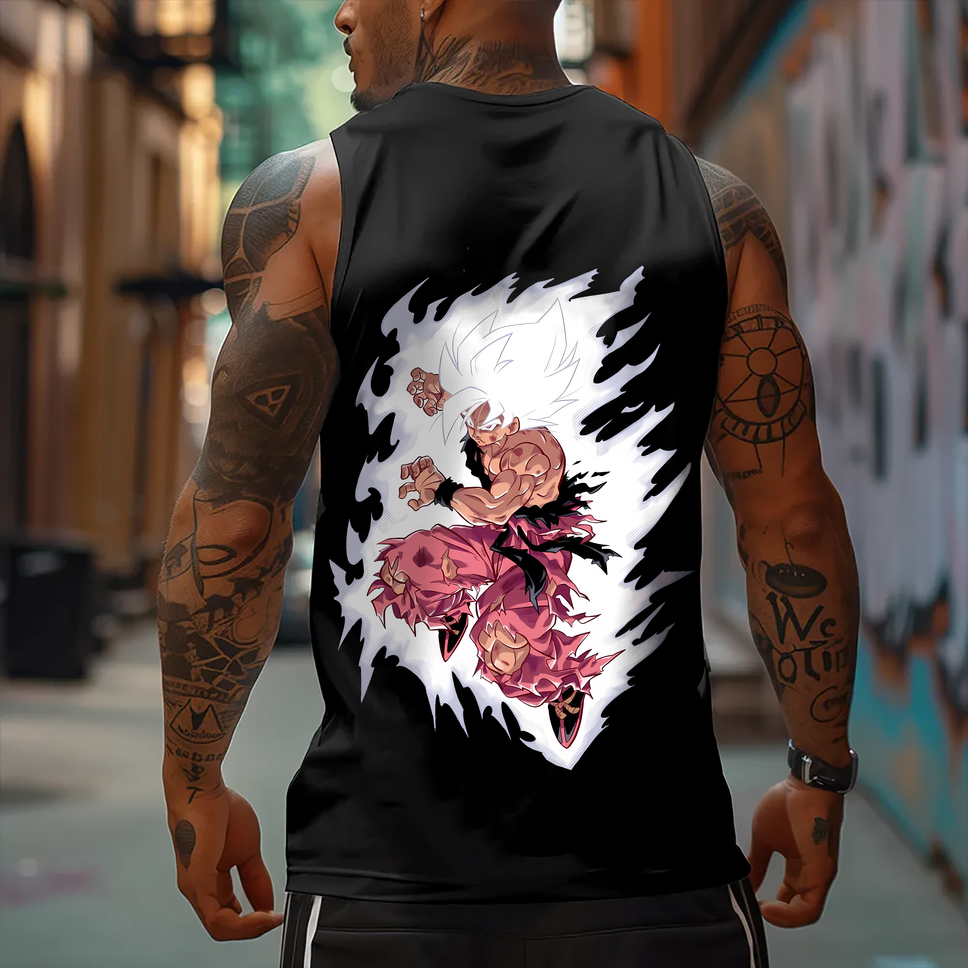 Oversized Anime Print Gym Tank Top丨Comicssoul