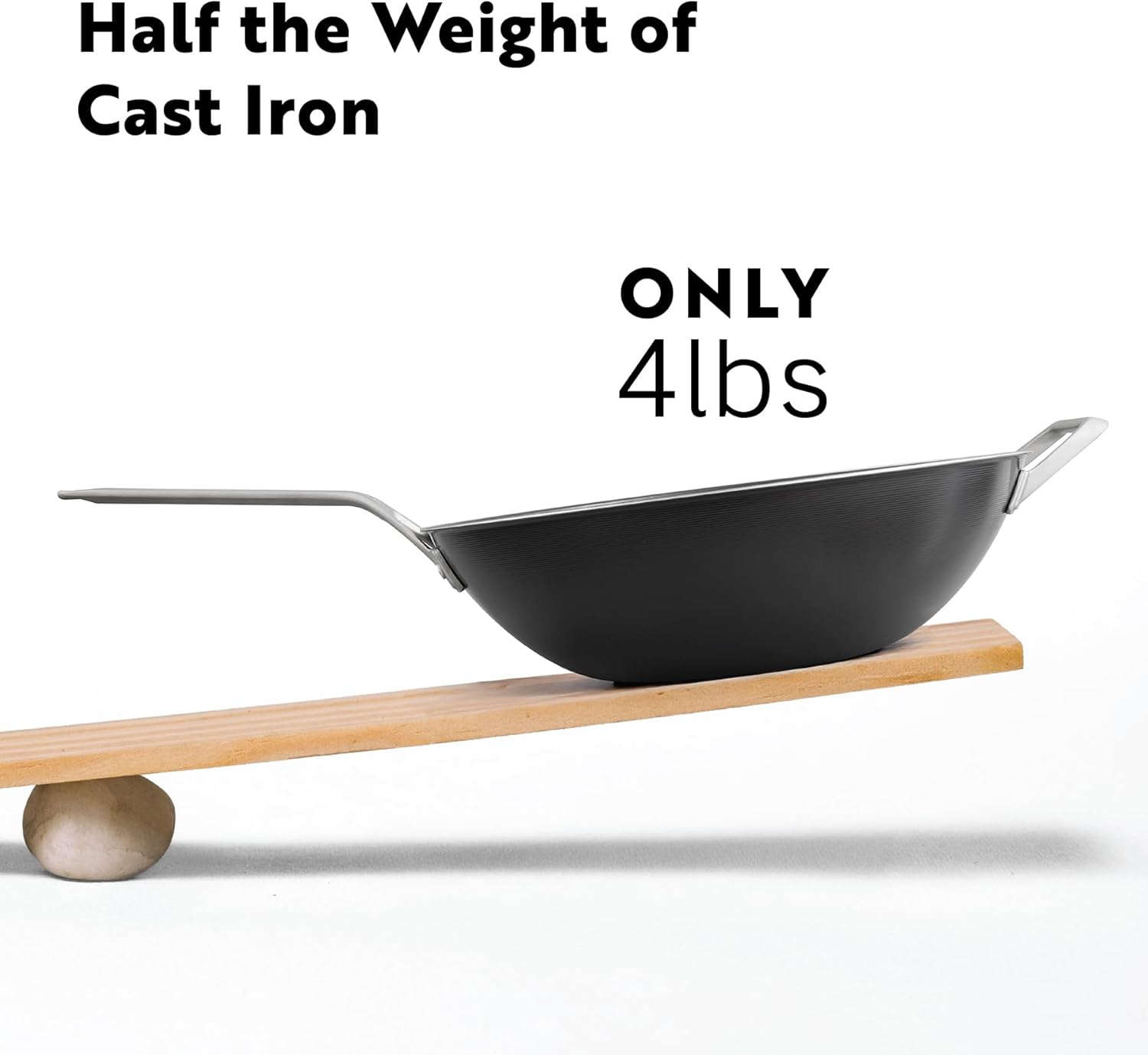 13 Inch Tri Ply Carbon Steel Wok Pan - Naturally Nonstick, Nitrided Carbon Steel - Lightweight, Non Toxic Cookware, No Coatings - Induction Wok, Oven, Outdoor Grill Cooking