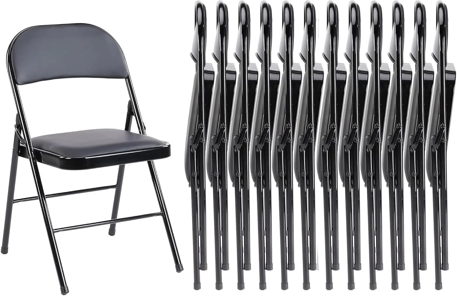 Sweetcrispy Folding Chair 12 Pack, Leather Padded Folding Chairs, Sturdy Metal Foldable Chairs