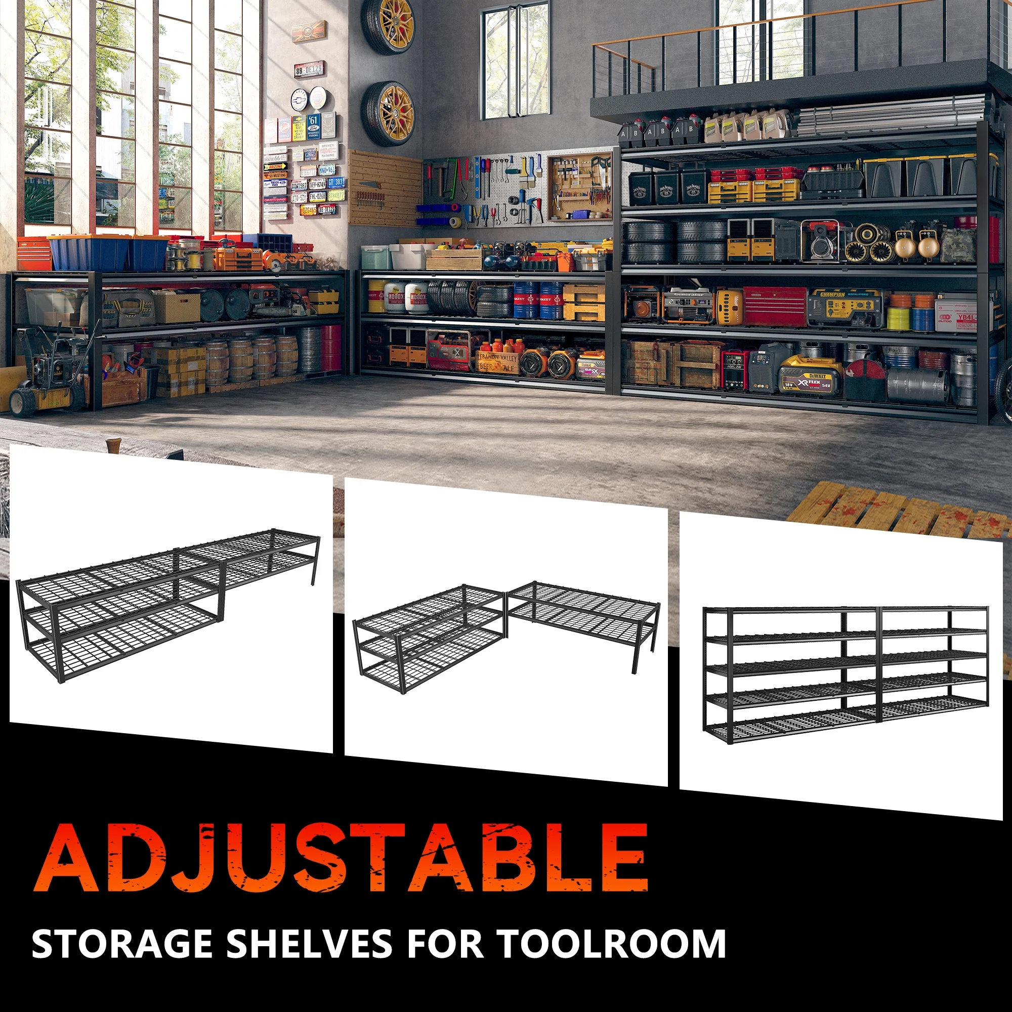 REIBII 60" W Garage Shelving 3000LBS Heavy Duty Storage Shelves Adjustable 5 Tier Metal Storage Rack,60" W x 24" D x 72" H - Image 11