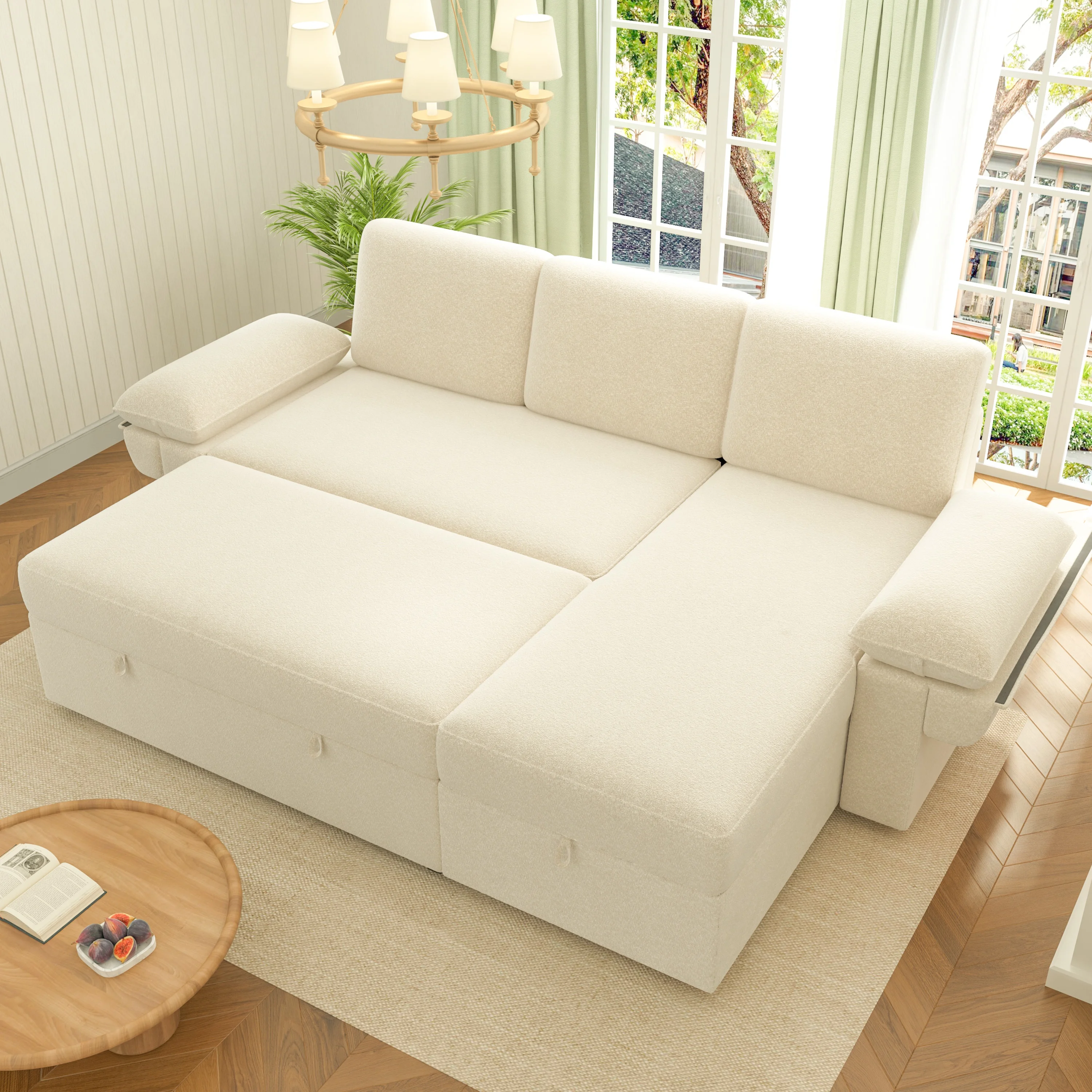 VANACC Sofa Bed, Adult Sleeper Sofa with Storage Chaise, Pull Out Couch for Bed Room, Gray Chenille - Image 30