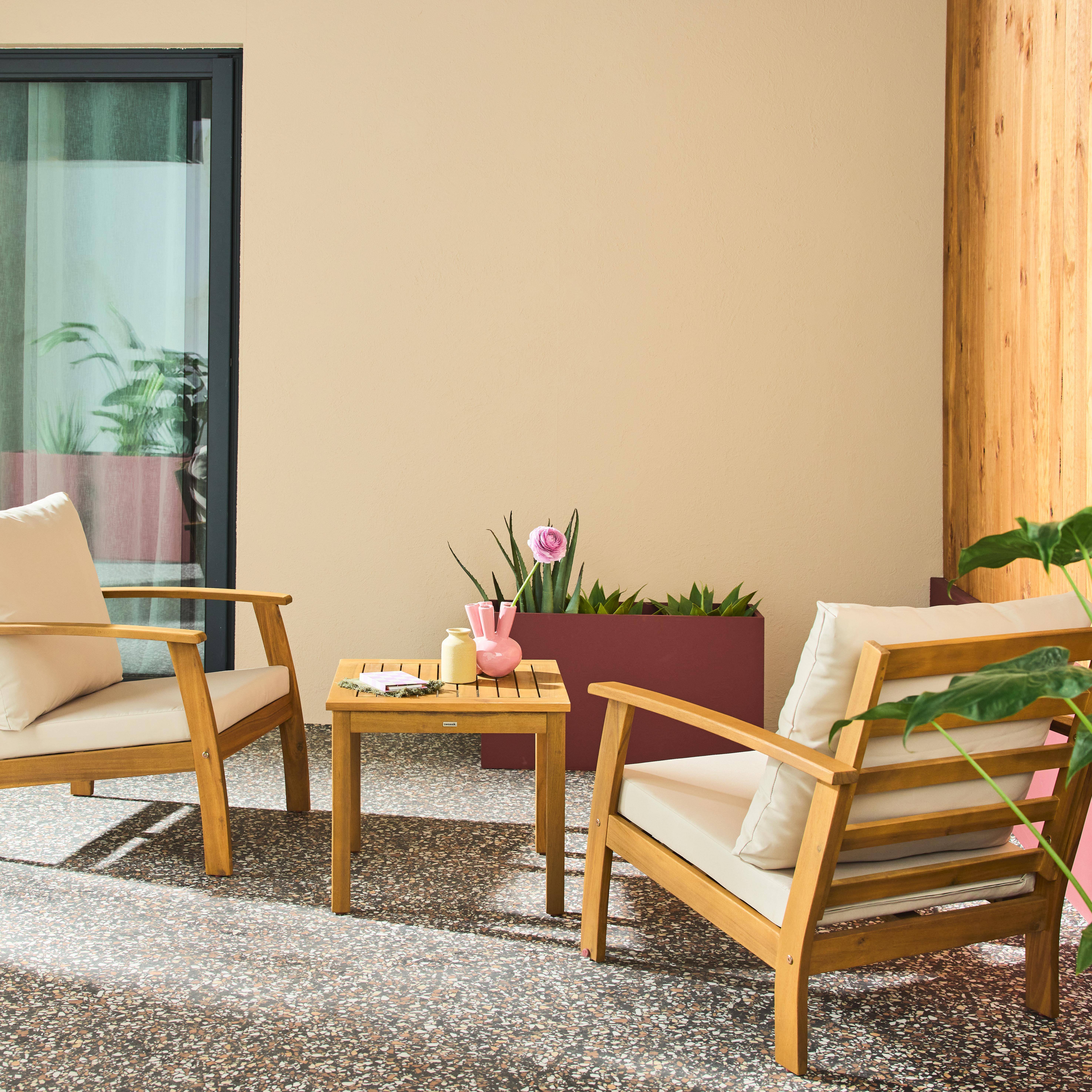 Ushuaia - Conjunto de jardín de madera de acacia, 2 plazas