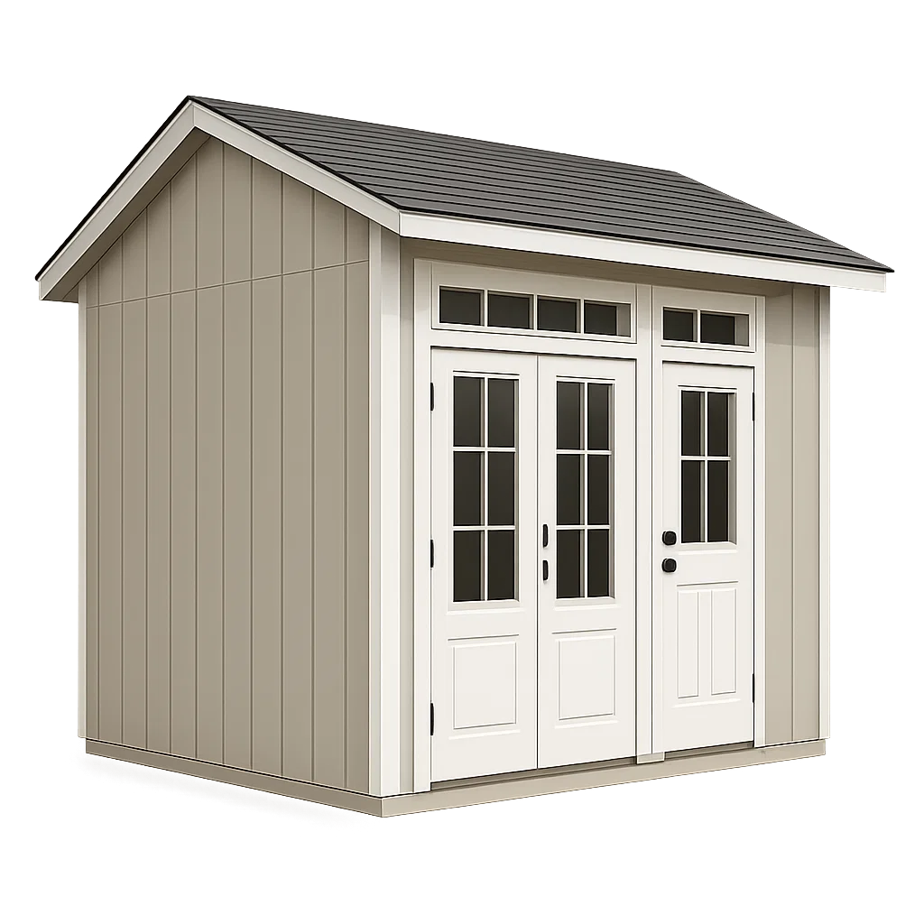 Caseta de jardín caseta de almacenamiento beige y blanco de madera sintética para exterior 210x140x225 cm EUfEFjV224II