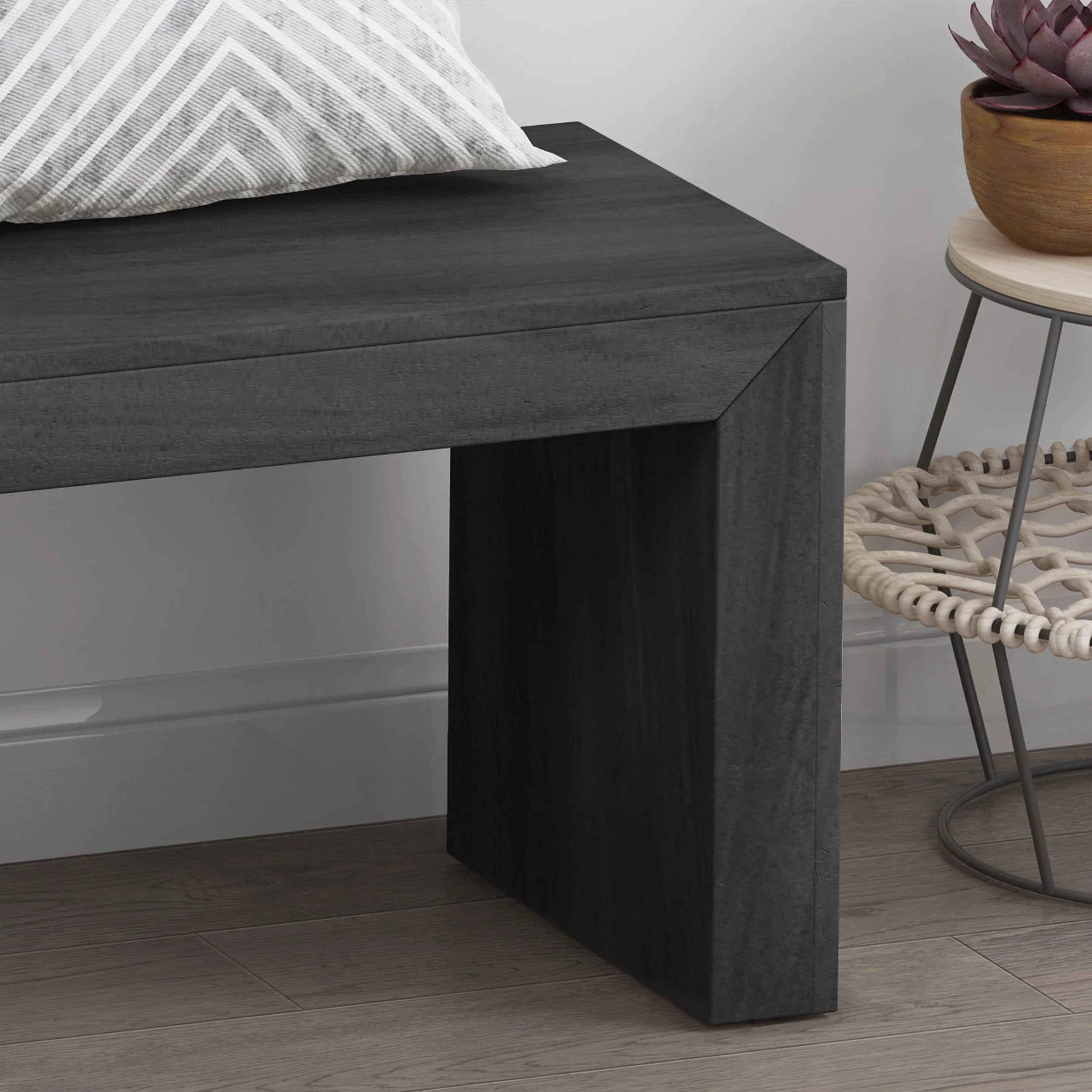 Noble House Krislynn Farmhouse Acacia Wood Dining Bench, Black