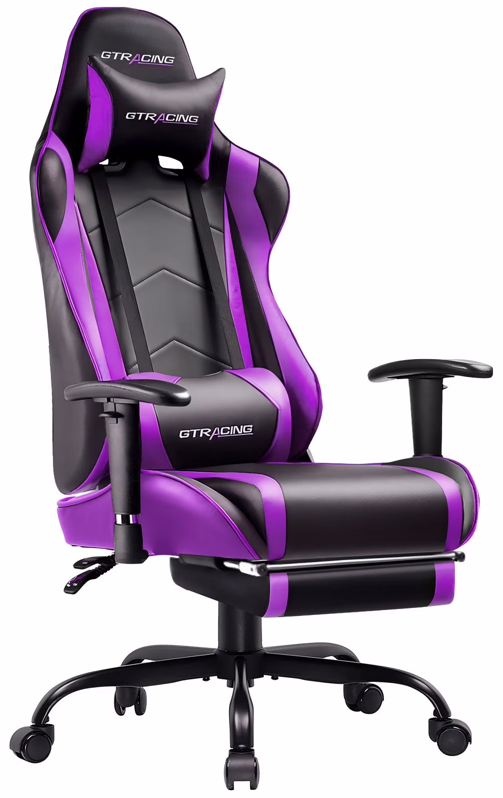 GTRACING Gaming Chair, Ergonomic Office Desk Chair with Lumbar Support, PU Leather, Footrest & Adjustable Headrest, Red - Image 3