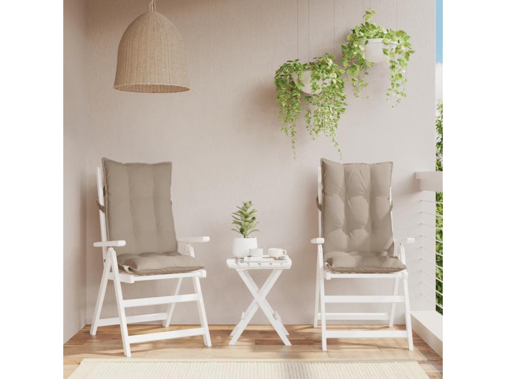 Cojines de silla con respaldo alto 2 uds tela Oxford gris taupe