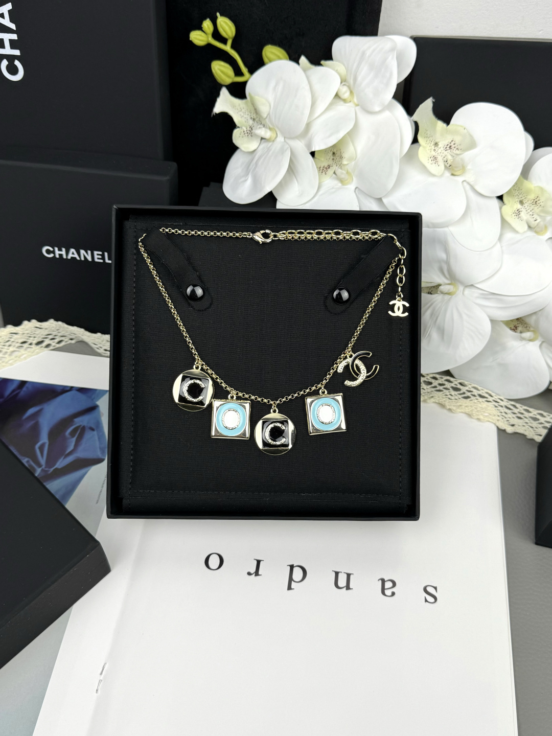 Chanel Coco Geometric Enamel 5 Charms Necklace - Original Replica Club