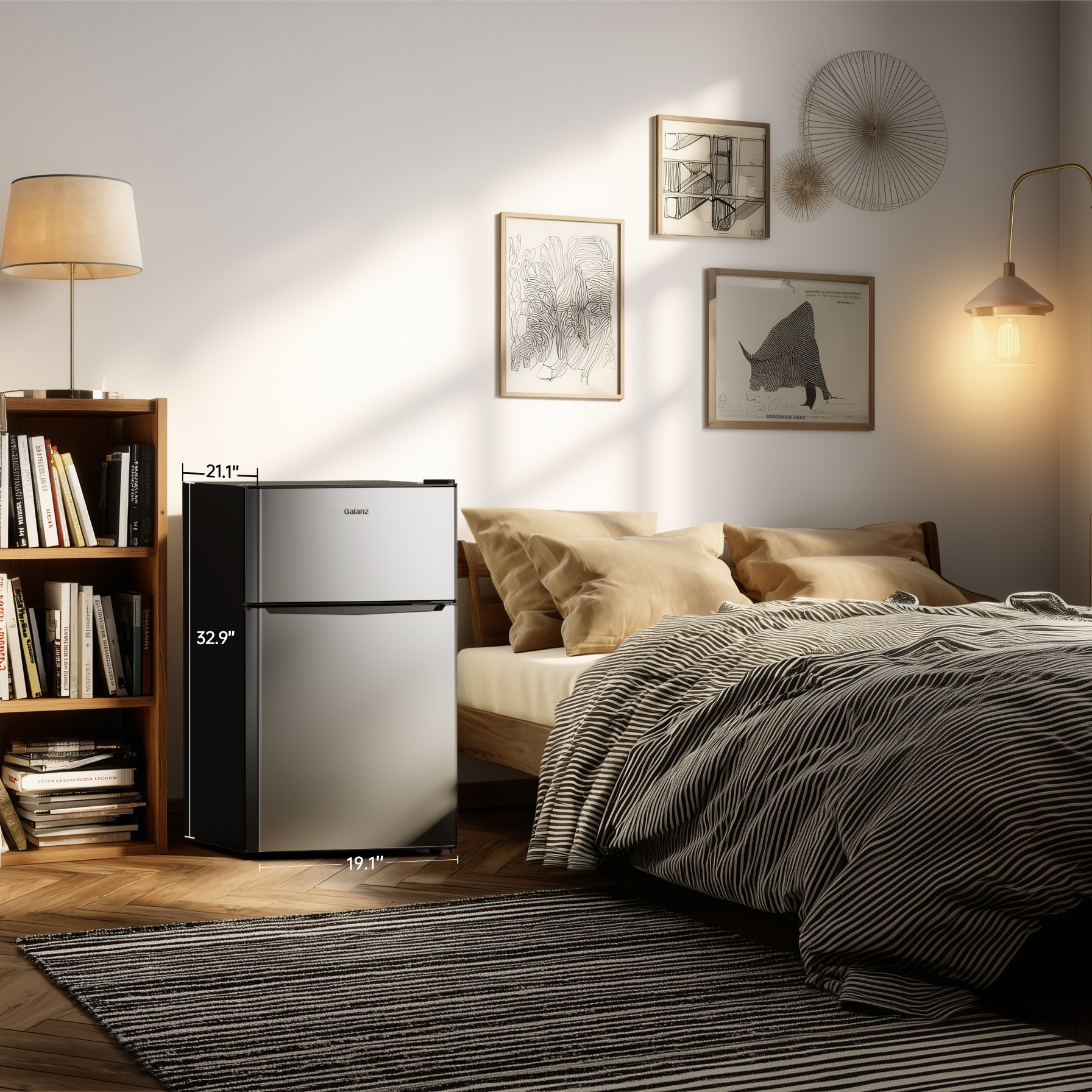 Galanz 3.1 Cu ft Two Door Mini Fridge, Black, New - Image 14