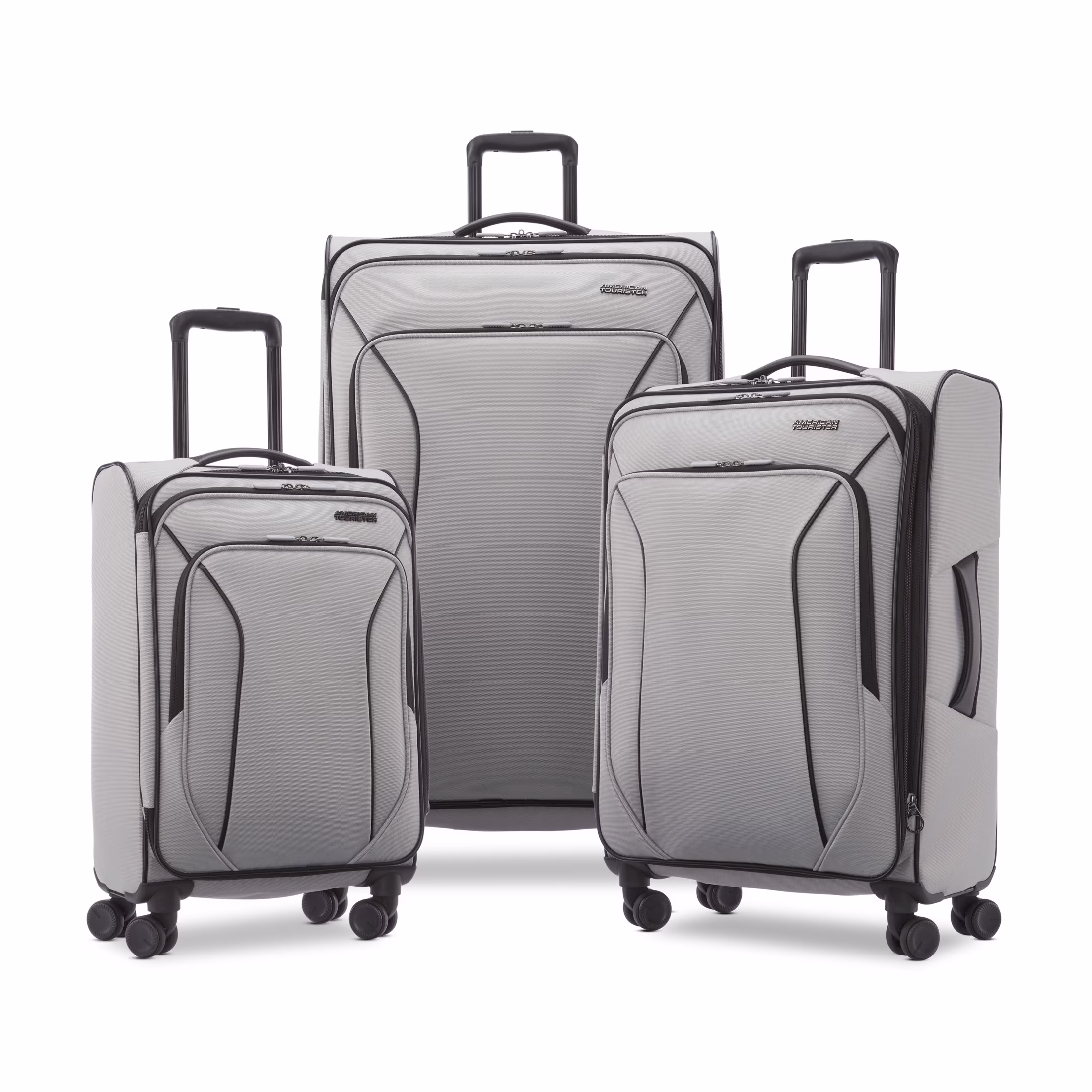 American Tourister X-Lite 3-Piece Luggage Set with Spinner Wheels - Light Grey - Image 2