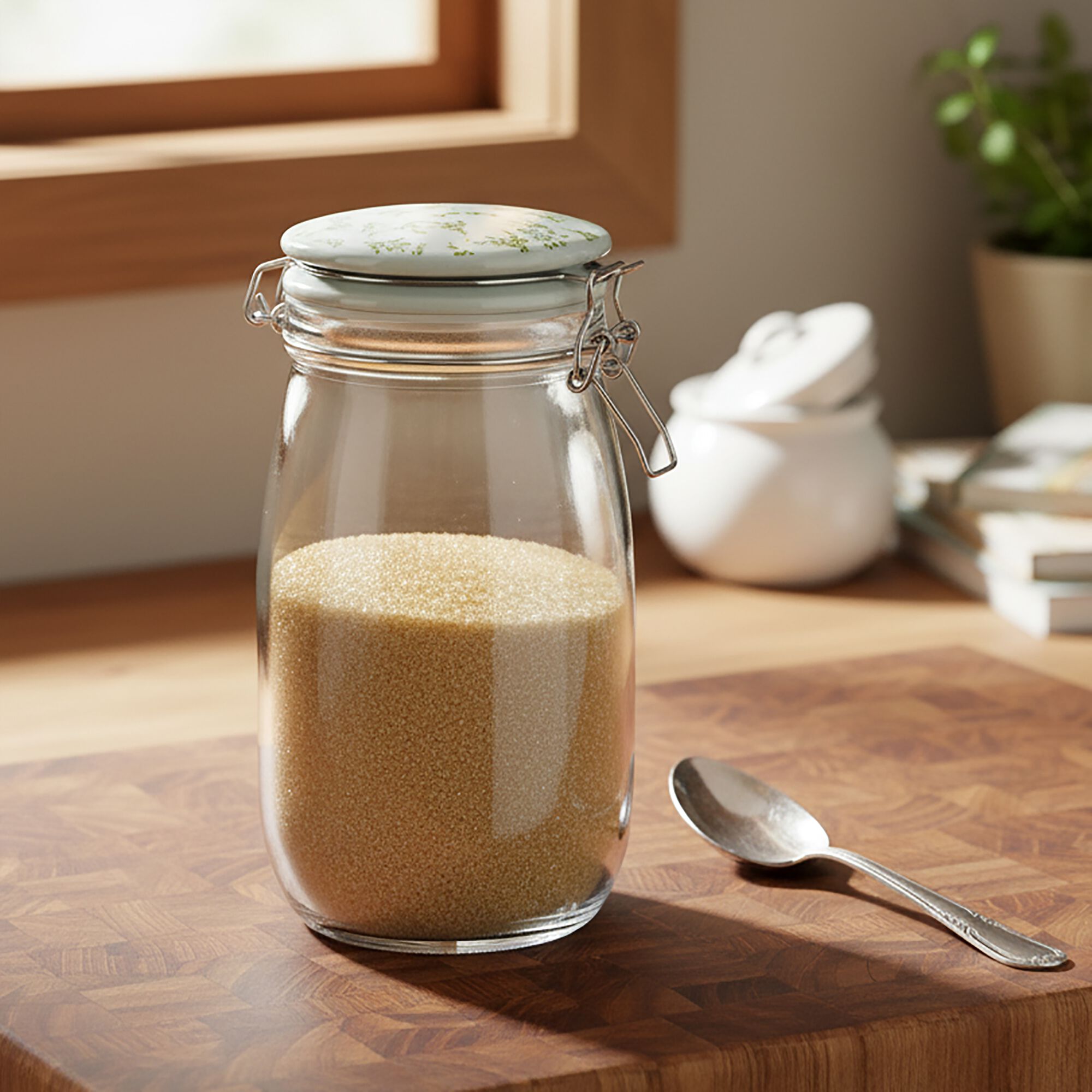 BAIA - Bocal en verre avec couvercle en céramique 1,5L - transparent