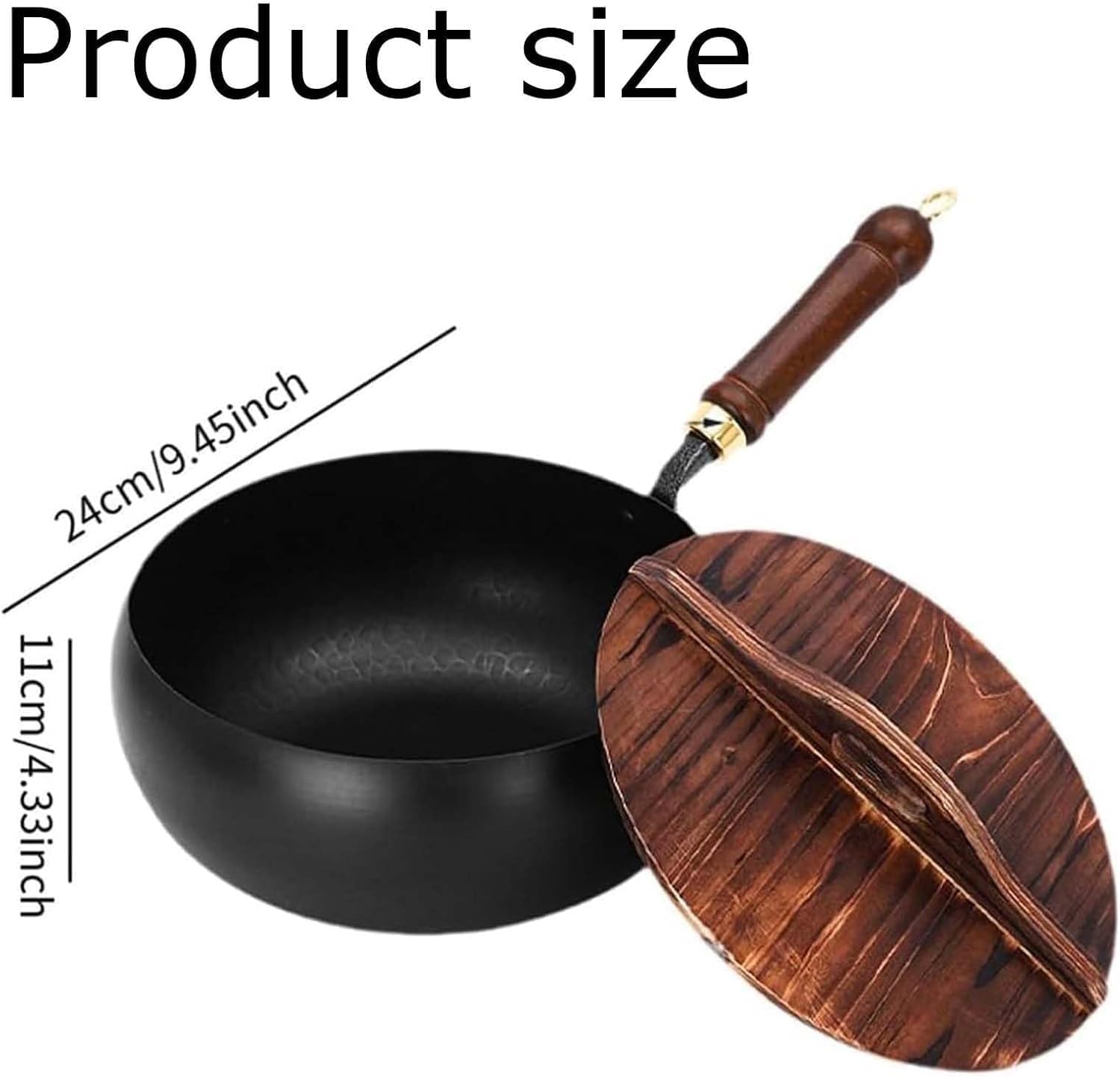Japanese Style Cast Iron Cookware, 9.5/10.2/11in Uncoated Thick Iron Pot, Hand-Hammered Traditional Forged Big-Belly Pot with Lid, Naturally Non-Stick Frying Pan (Glass Lid, 11in)