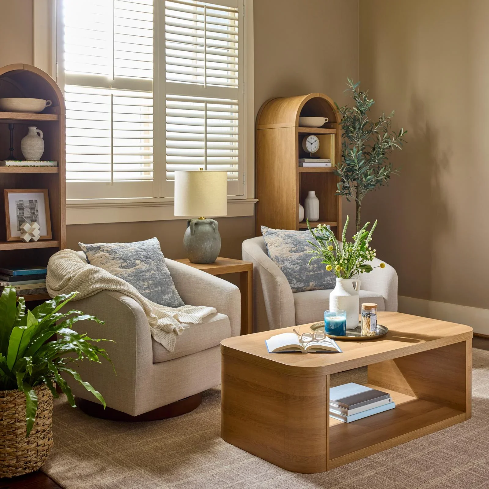 Better Homes & Gardens Juliet Narrow Arch Bookcase, Deep Green and Light Honey
