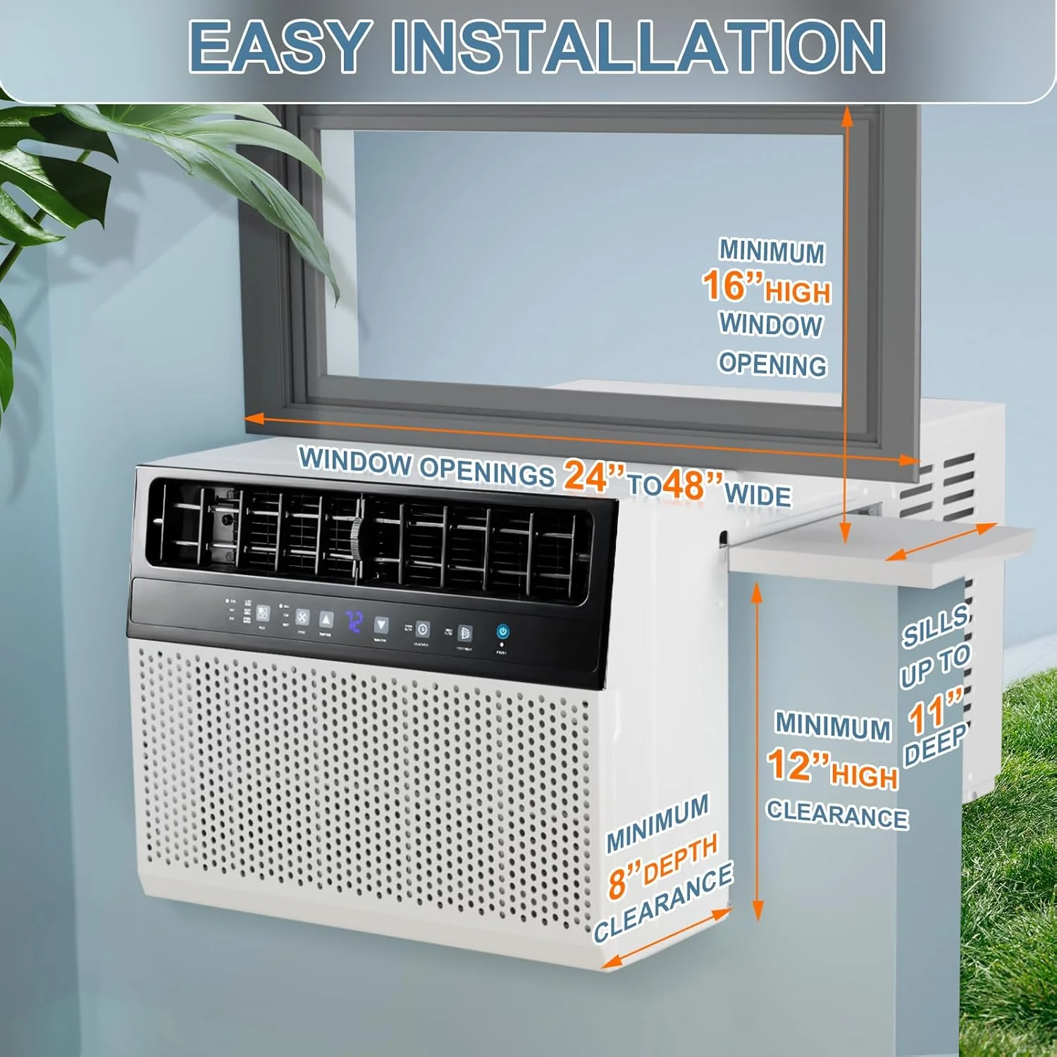 Antarctic Star 12,000 BTU U-Shaped Window Air Conditioner Unit Cools up to 550 Sq.Ft. with 6 Modes 24H Timer, Ultra Quiet Window AC Units