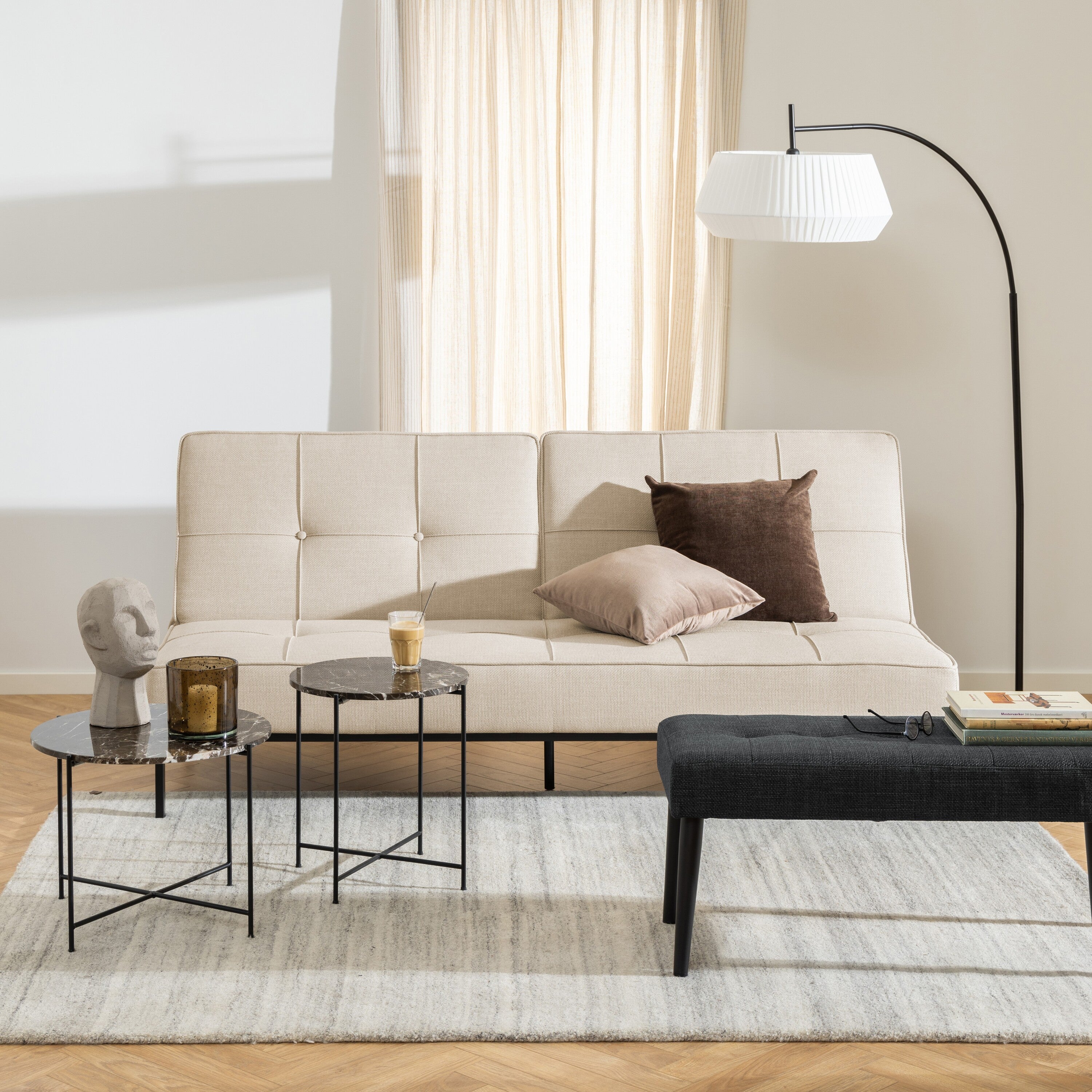 Blokker basic Sabine Slaapbank - Geweven - Beige