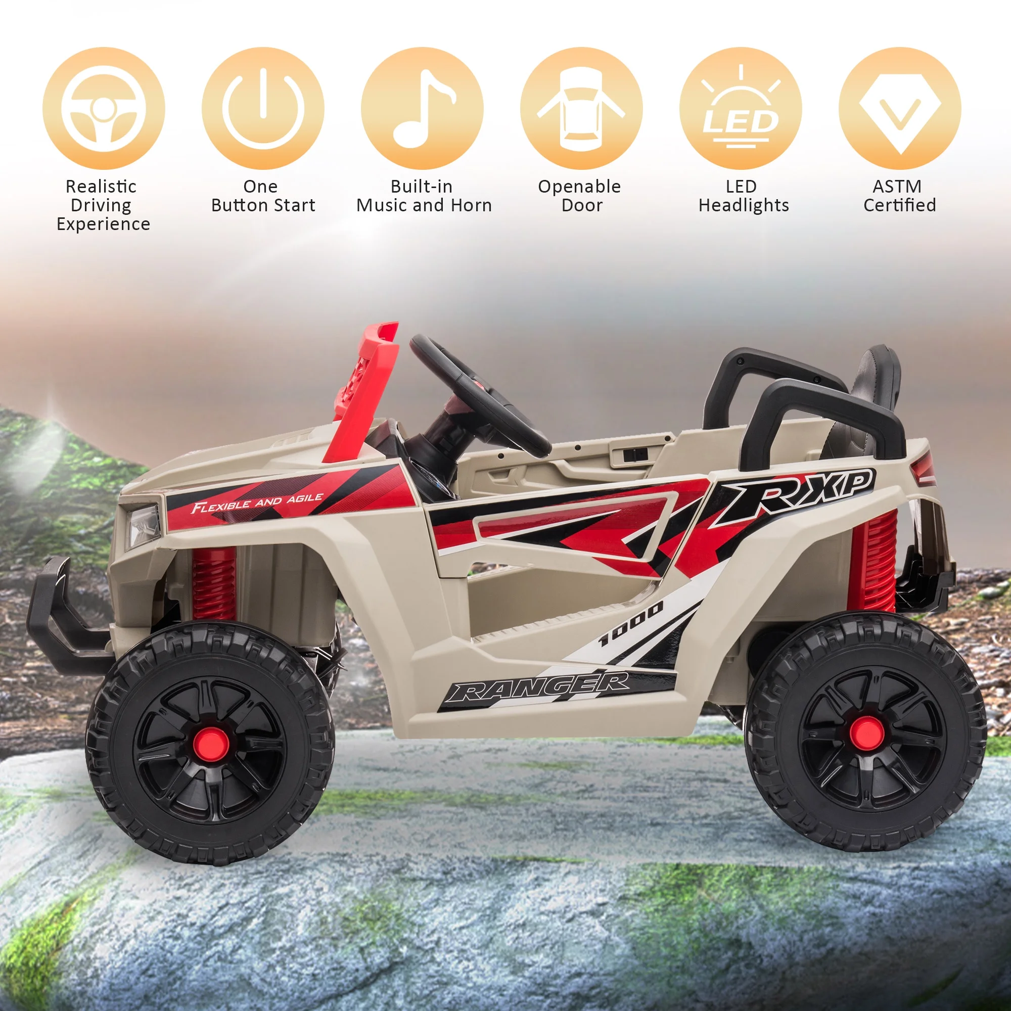 TOBBI 12V Kids Electric off-Road UTV Truck Car Battery Powered Ride on Toys for Girls with LED Headlights, Music, Horn - Image 40