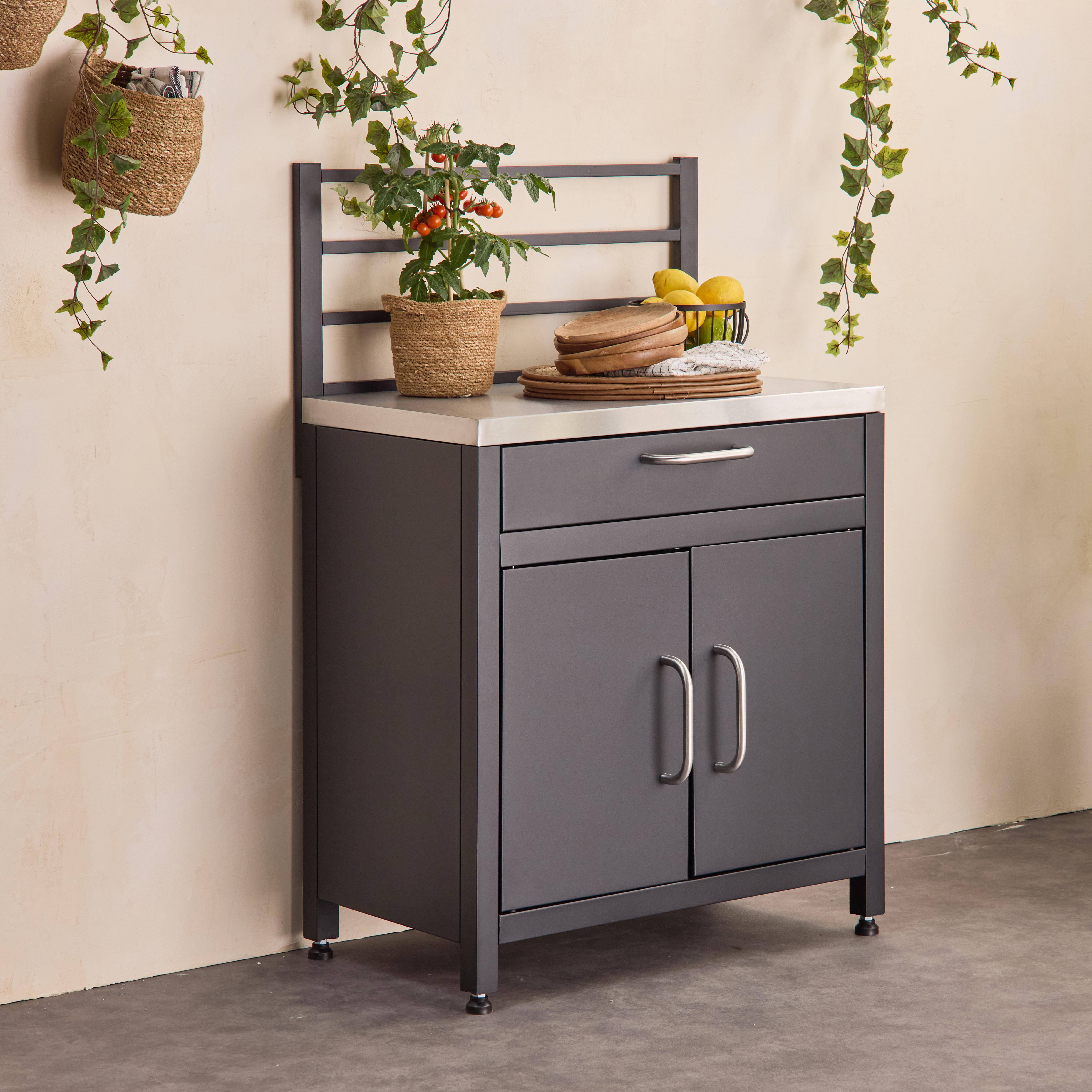 Grimaud - Cocina exterior de acero 1 cajón y 2 puertas, 80cm