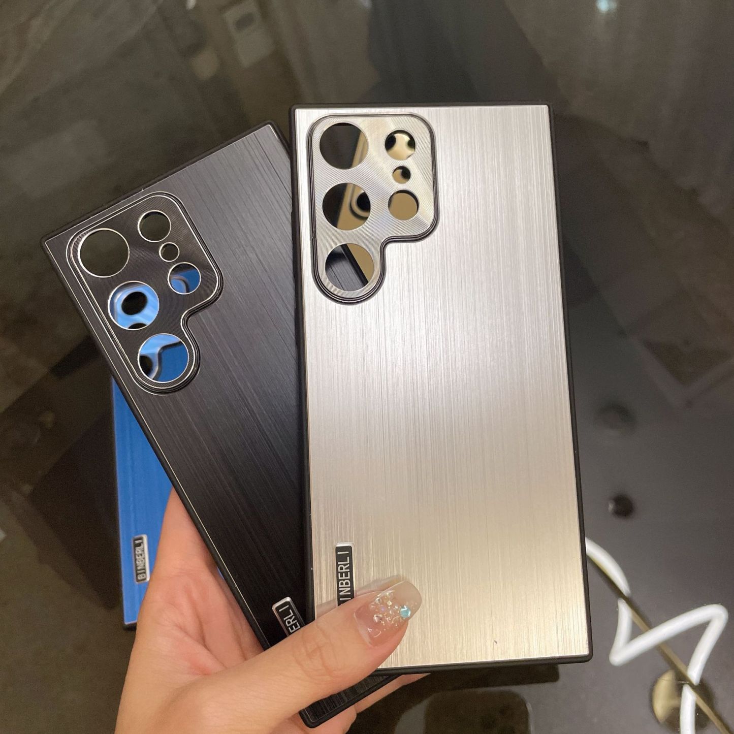 Metal Brushed Back Panel Anti-drop Mobile Phone Case for Samsung