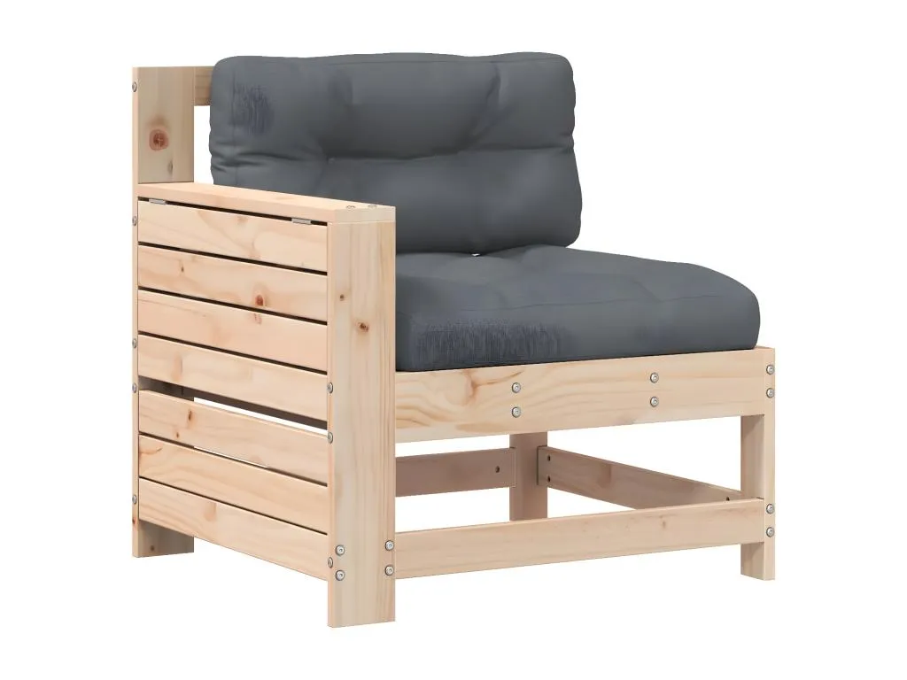 Sofá de jardín con reposabrazos y cojín de madera maciza Lluesmahome  FM4697092