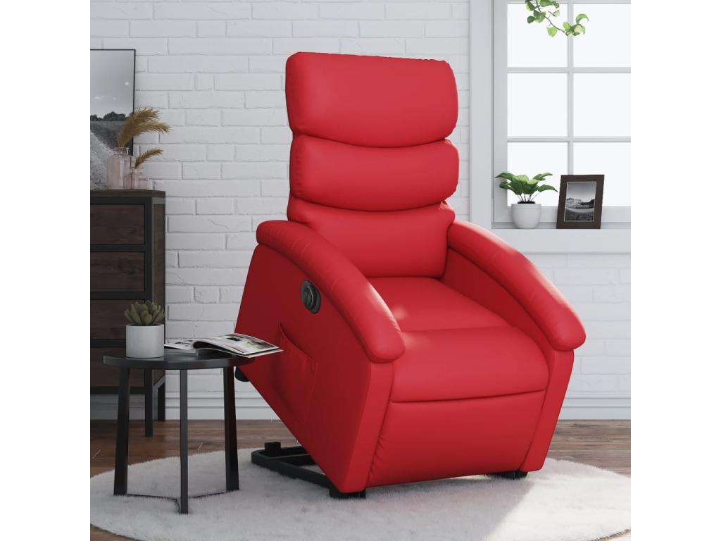 Sillón elevable eléctrico cuero artificial rojo