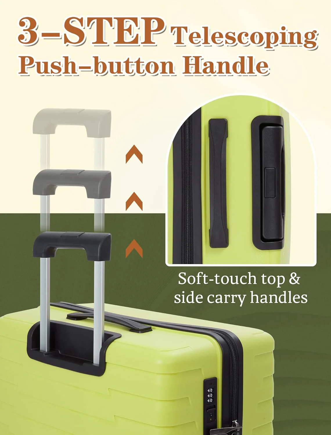 5-piece luggage set with wheels, ABS hardshell suitcase with spinner wheels