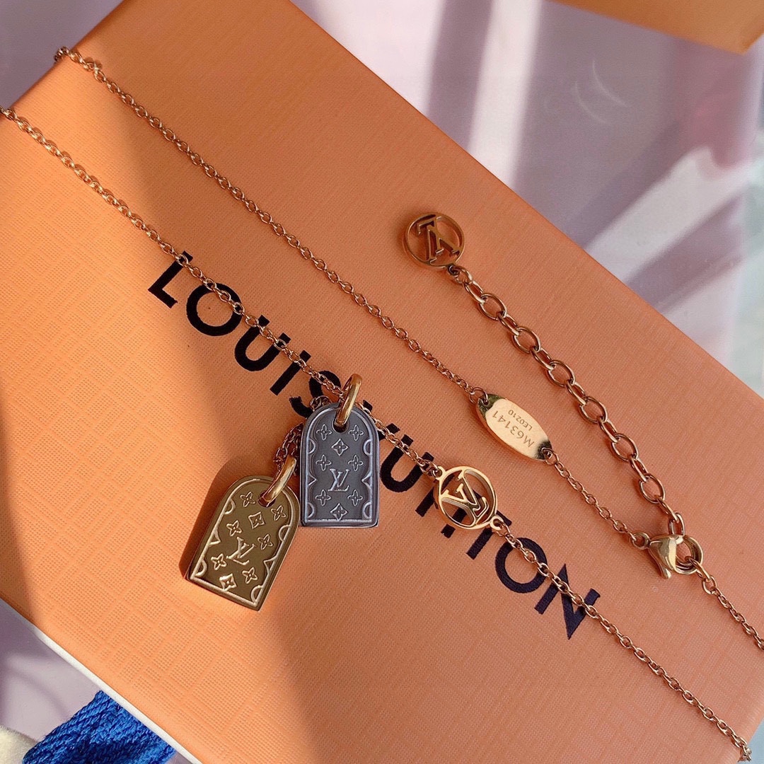 Louis Vuitton Gold and Silver Tags Pendant Necklace - Original Replica Club